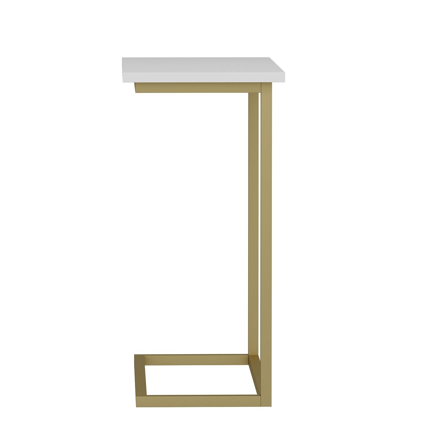 Masuta laterala Narin, Gold, 64 x 62 x 30 cm, alb auriu, PAL melaminat, alb / gold — imaginea 4