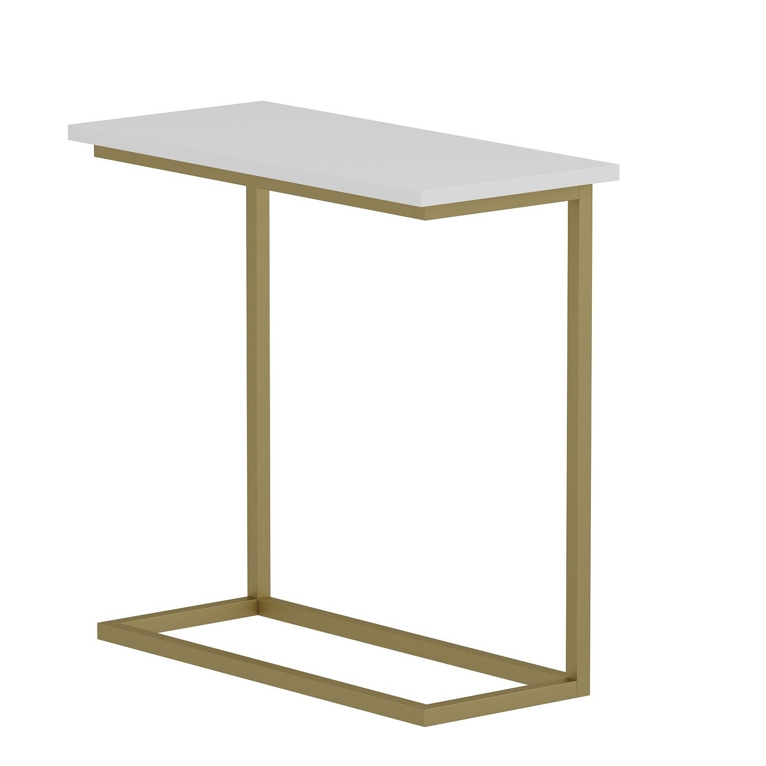 Masuta laterala Narin, Gold, 64 x 62 x 30 cm, alb auriu, PAL melaminat, alb / gold — imaginea 8