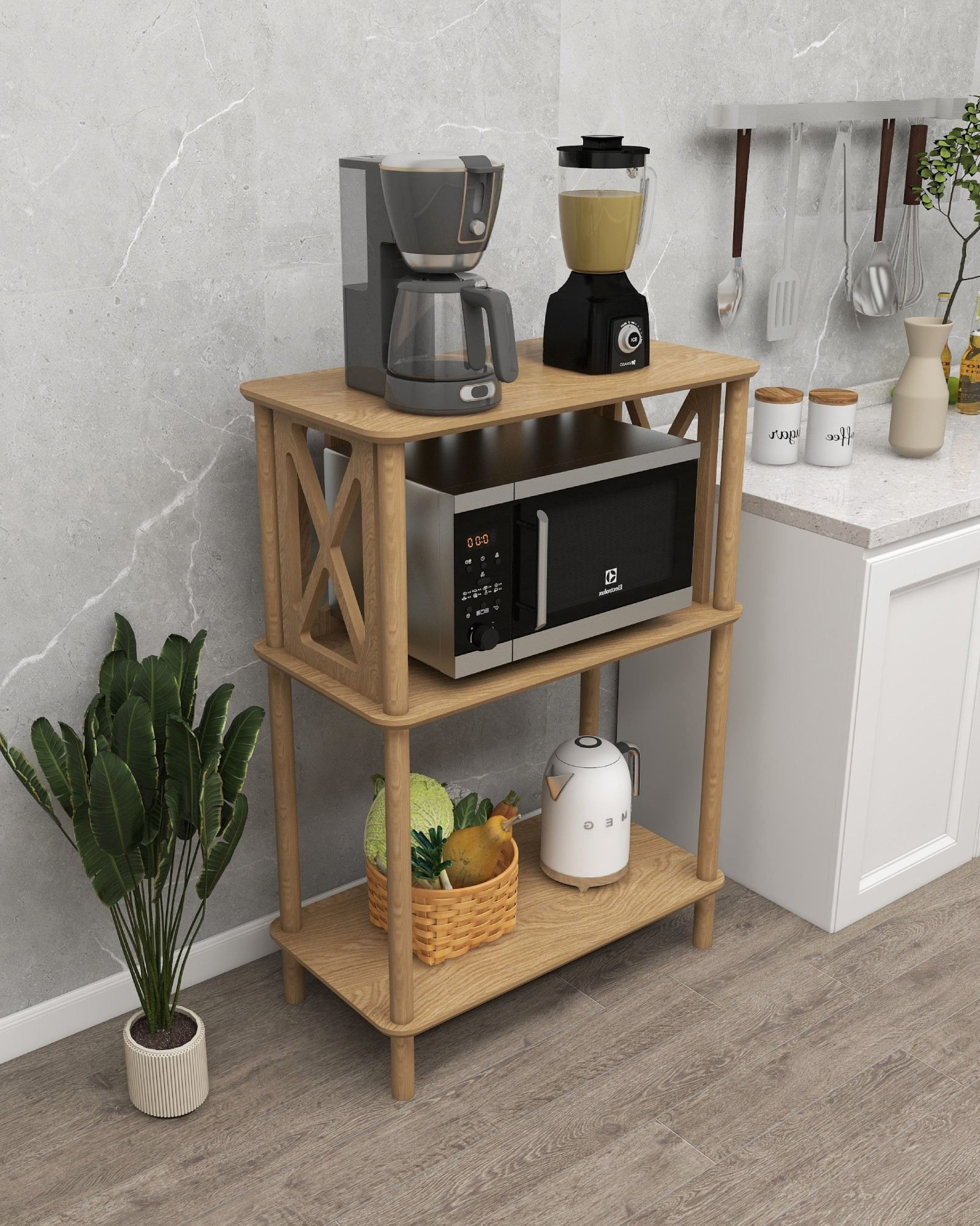 Raft multifunctional Arona, 73 x 102 x 38 cm, stejar, MDF, capacitate 15 kg — imaginea 6