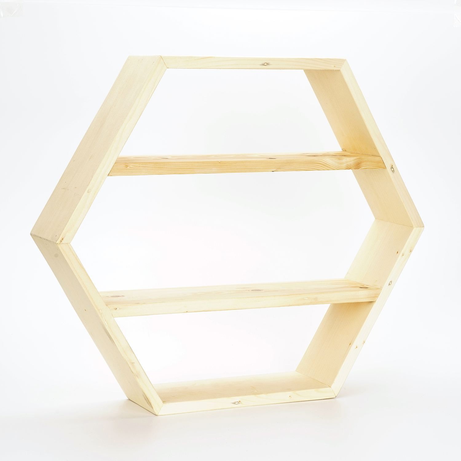 Raft decorativ de perete din lemn Raf328, 60 x 51 x 14 cm, lemn natur, lemn, design modern — imaginea 2