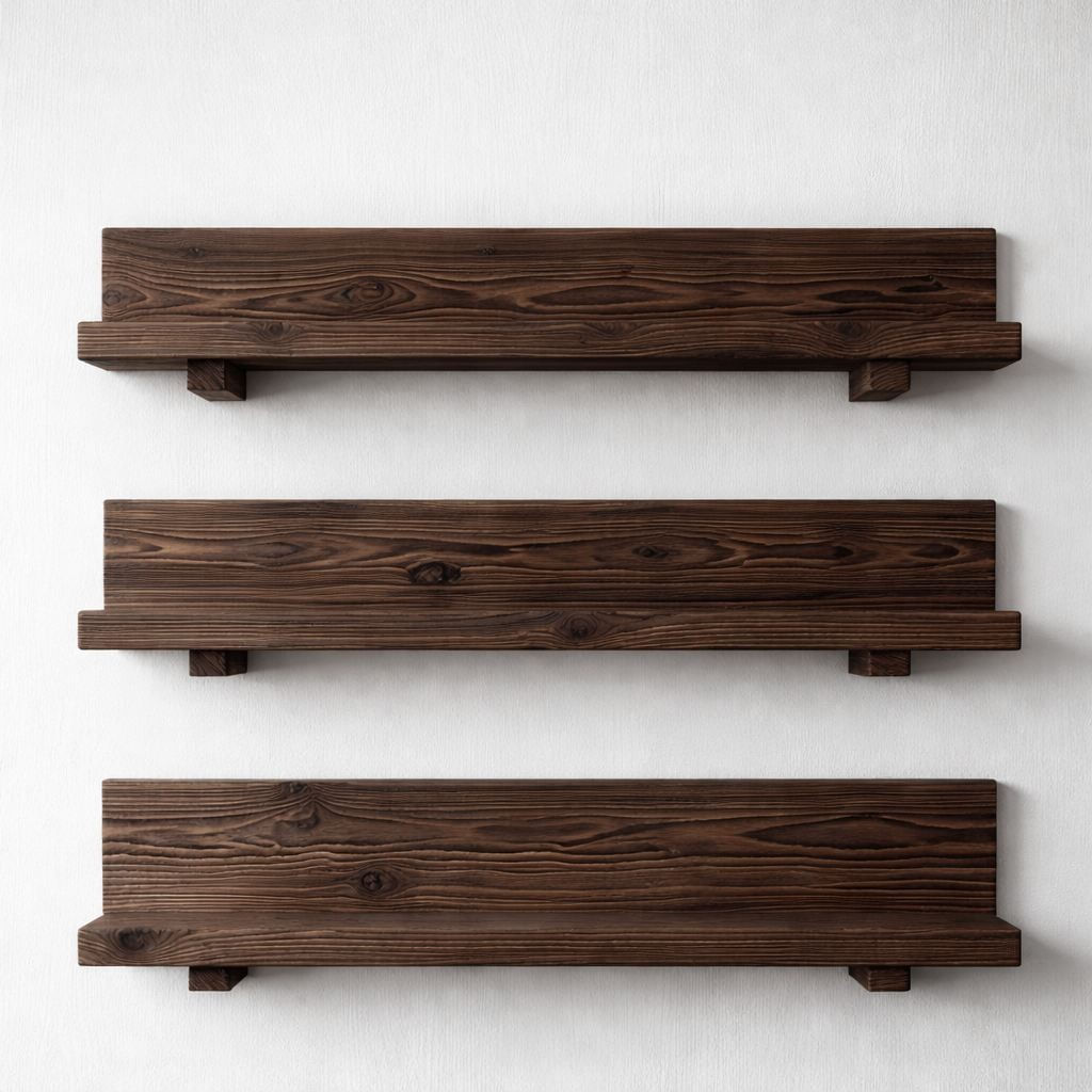 Raft decorativ de perete din lemn Raf318, 60 x 7 x 14 cm, lemn natur, lemn, design modern — imaginea 2