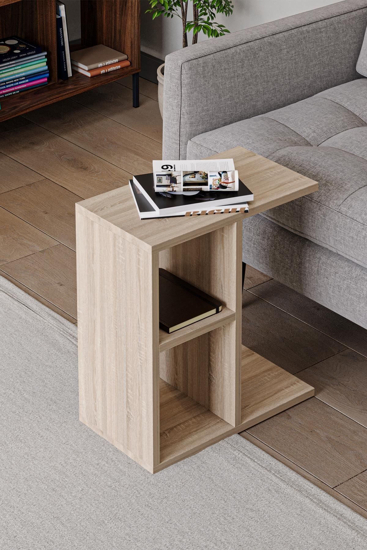Masuta laterala Bafa C, 45 x 50 x 25 cm, sonomo stejar, PAL melaminat, capacitate 15 kg — imaginea 3