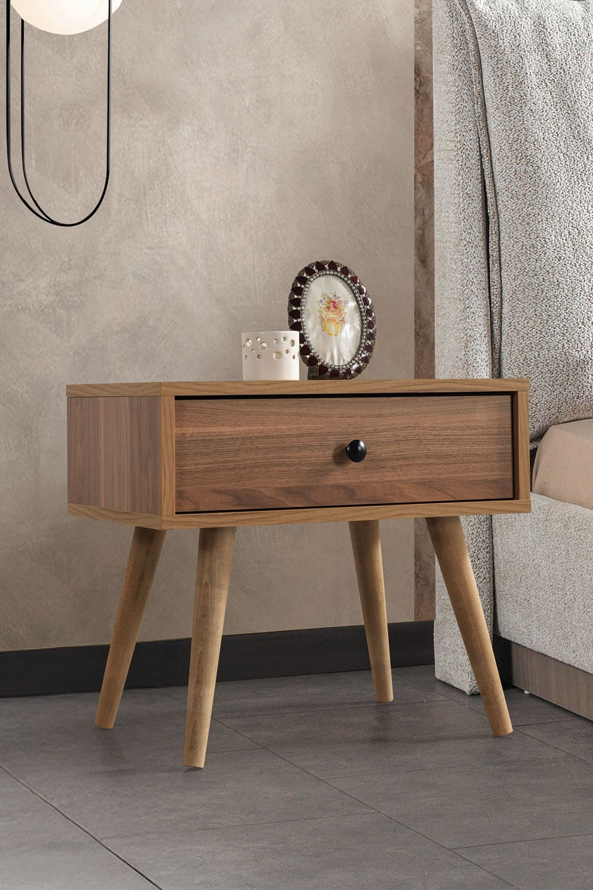 Noptiera Vita 5105, 55 x 49 x 55 cm, nuc, PAL melaminat — imaginea 6