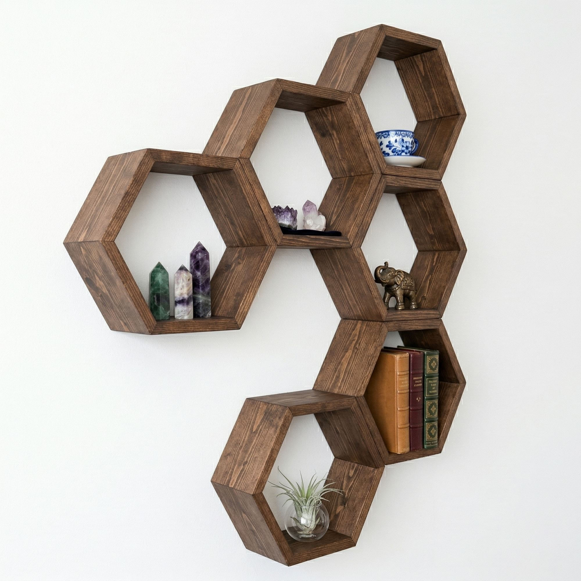 Raft decorativ de perete din lemn Raf317, 42 x 37 x 9 cm, lemn natur, lemn, design modern — imaginea 2
