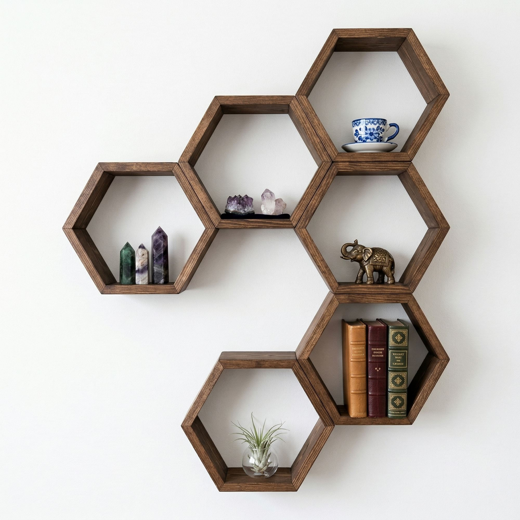 Raft decorativ de perete din lemn Raf317, 42 x 37 x 9 cm, lemn natur, lemn, design modern — imaginea 3