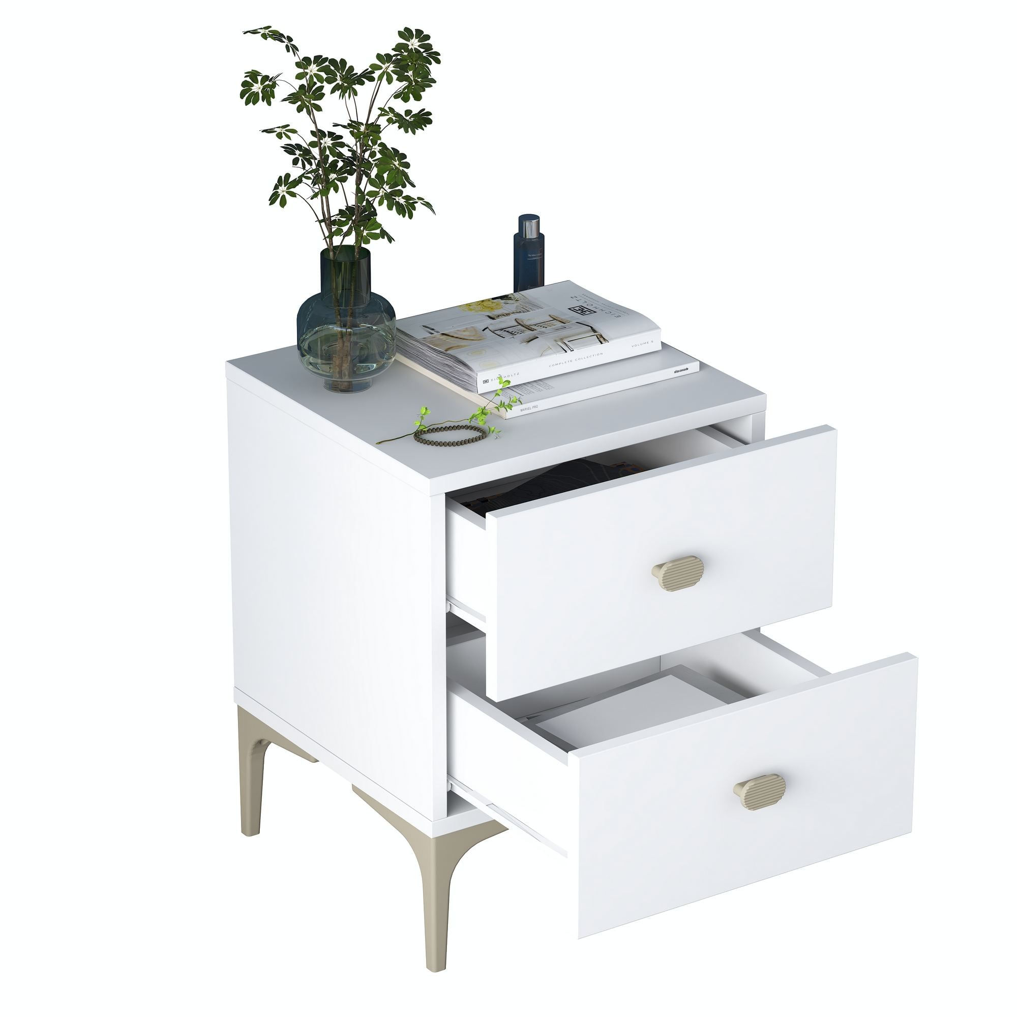 Noptiera BD110, 39,6 x 53,7 x 37,5 cm, alb, PAL, fixare pe perete — imaginea 4