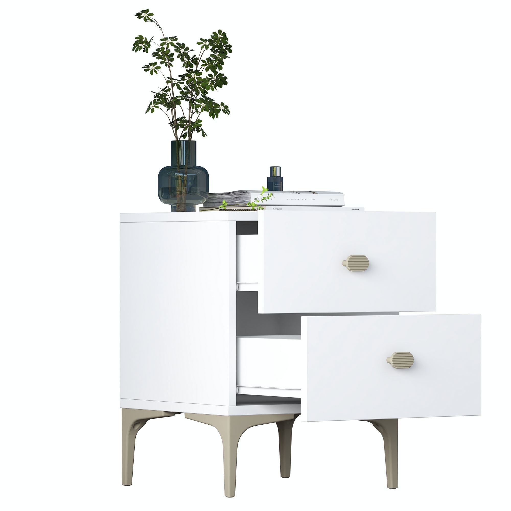 Noptiera BD110, 39,6 x 53,7 x 37,5 cm, alb, PAL, fixare pe perete — imaginea 5