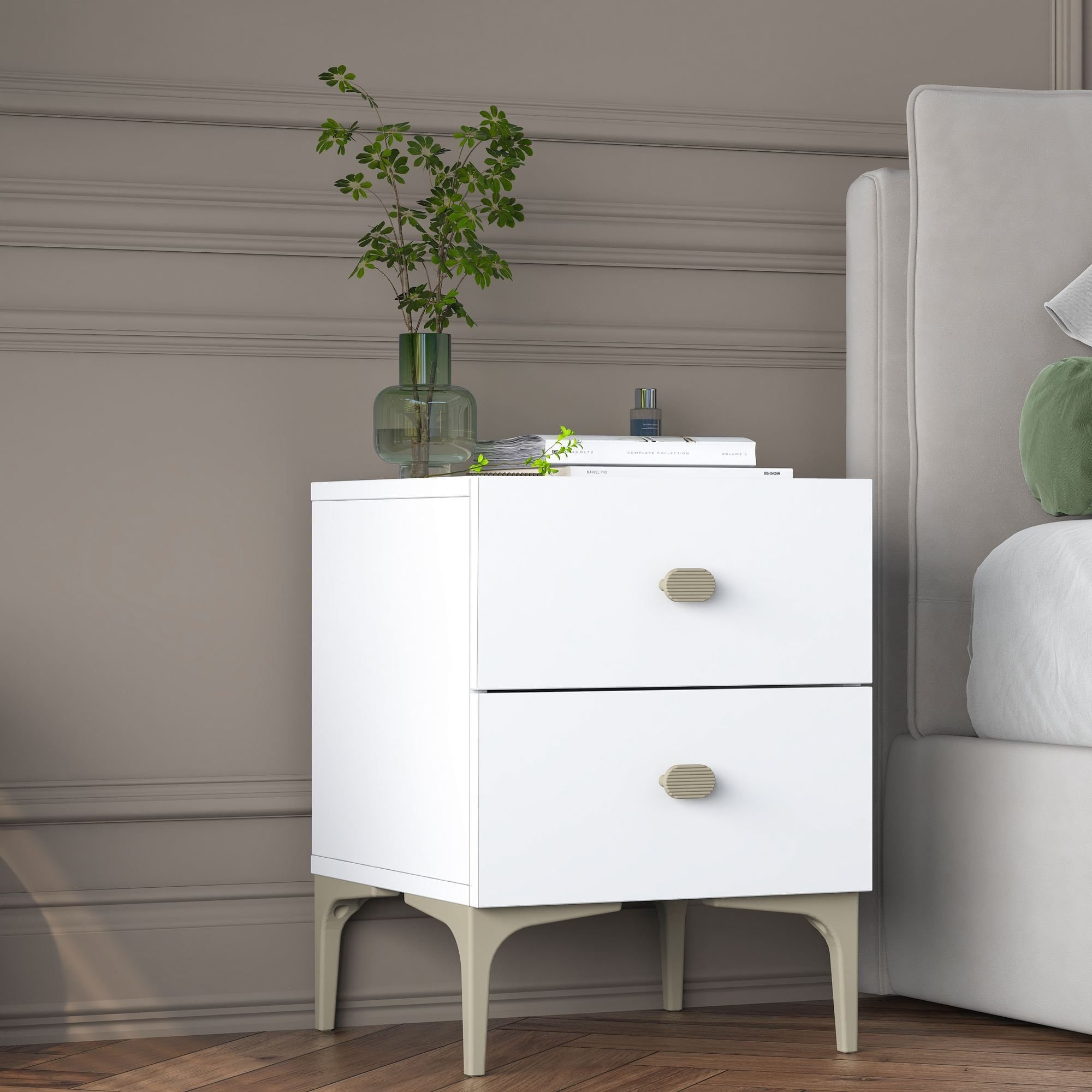 Noptiera BD110, 39,6 x 53,7 x 37,5 cm, alb, PAL, fixare pe perete — imaginea 8