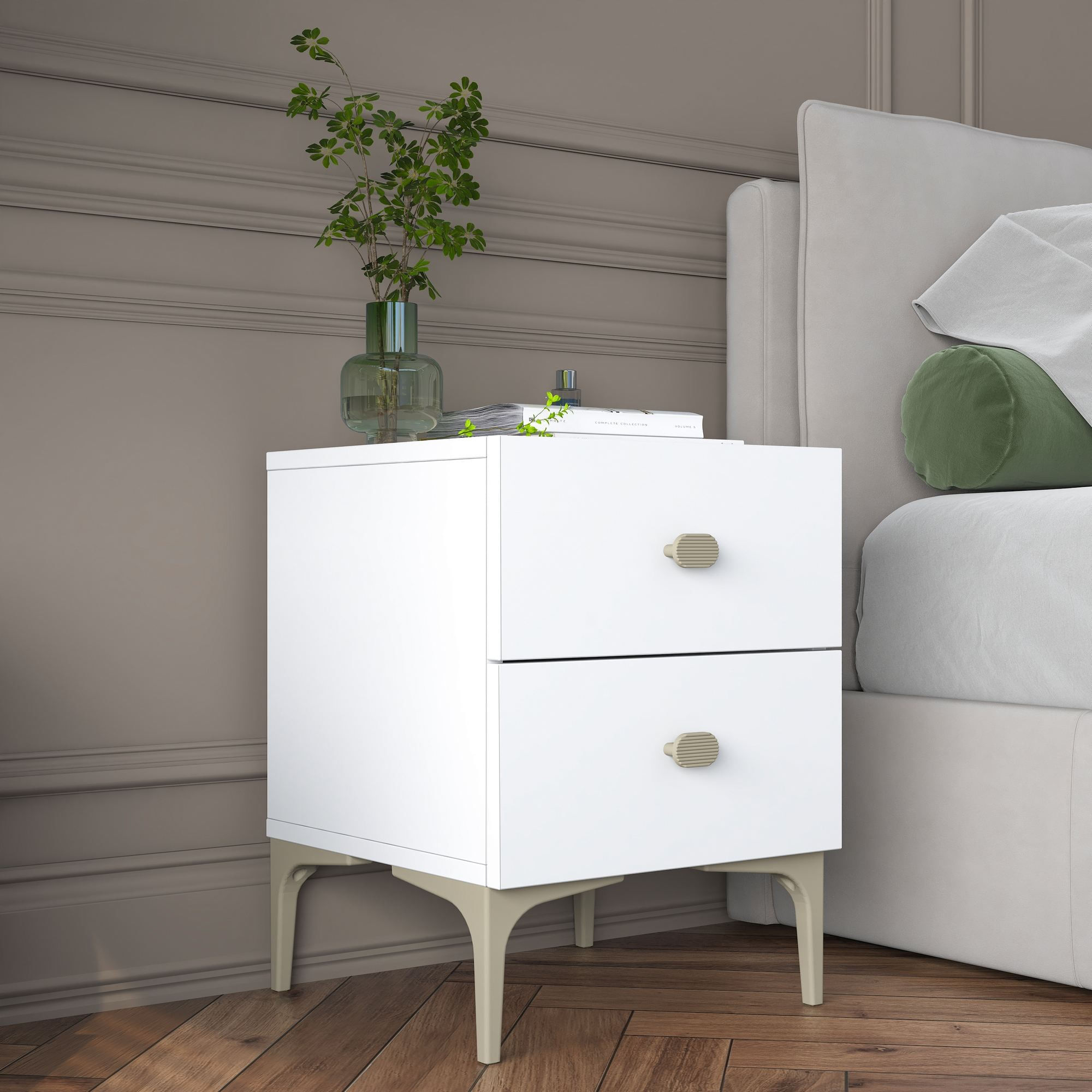 Noptiera BD110, 39,6 x 53,7 x 37,5 cm, alb, PAL, fixare pe perete — imaginea 9