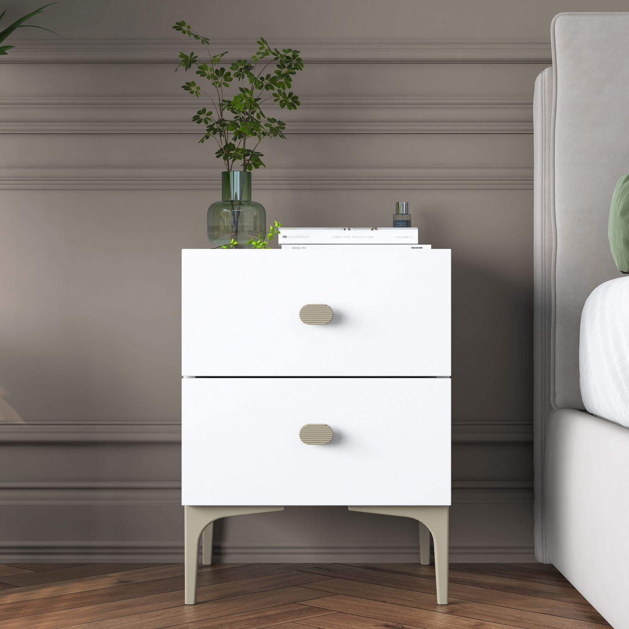 Noptiera BD110, 39,6 x 53,7 x 37,5 cm, alb, PAL, fixare pe perete — imaginea 11