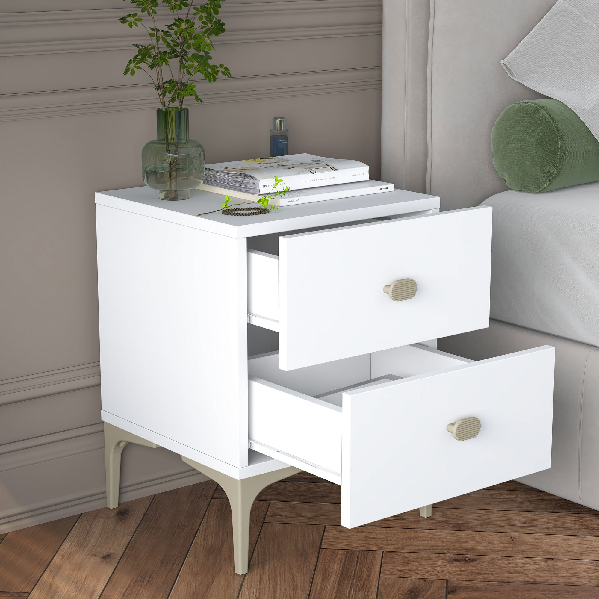 Noptiera BD110, 39,6 x 53,7 x 37,5 cm, alb, PAL, fixare pe perete — imaginea 12