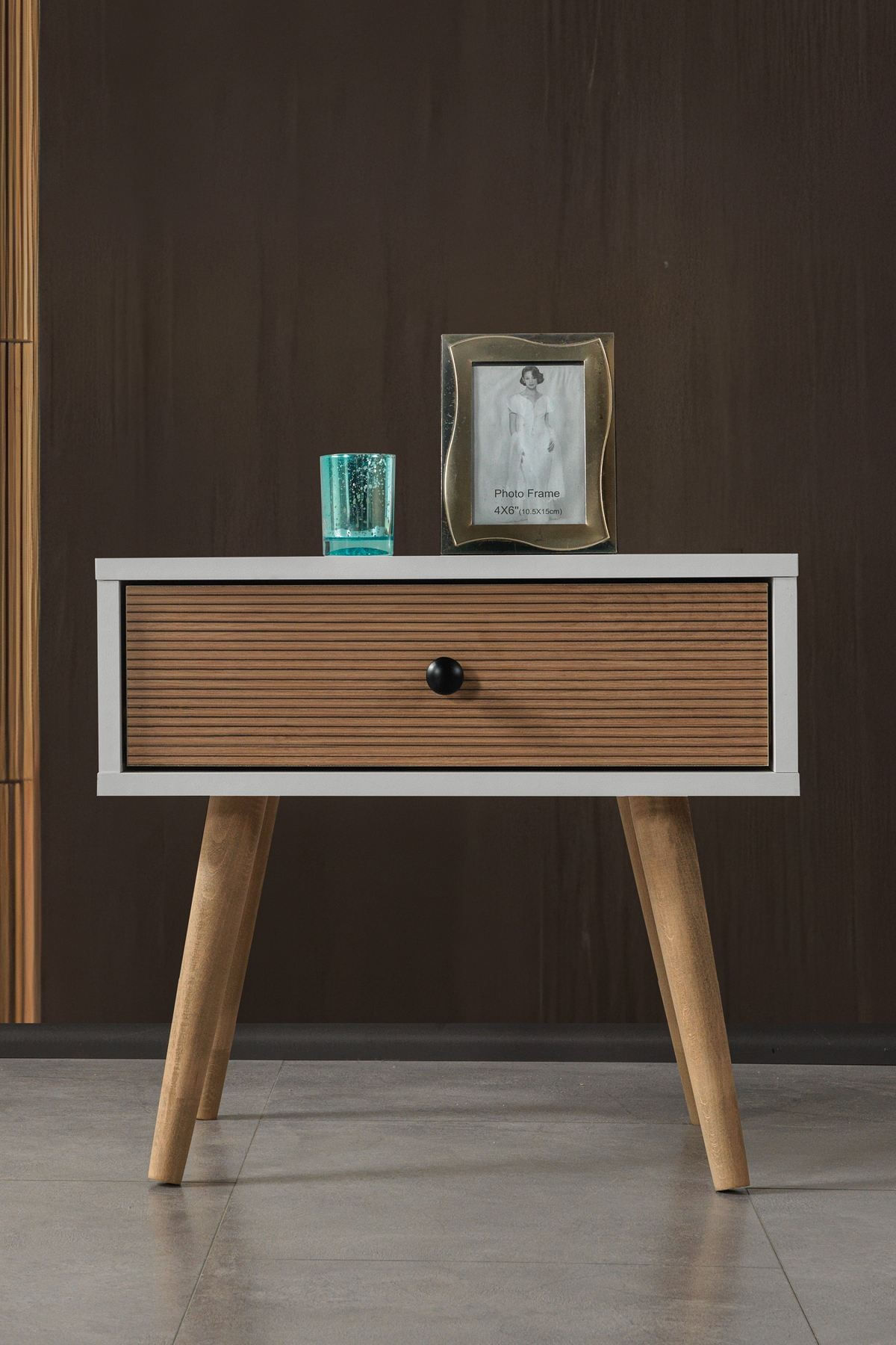 Noptiera Vita 5103, 55 x 49 x 55 cm, alb nuc, PAL melaminat — imaginea 4