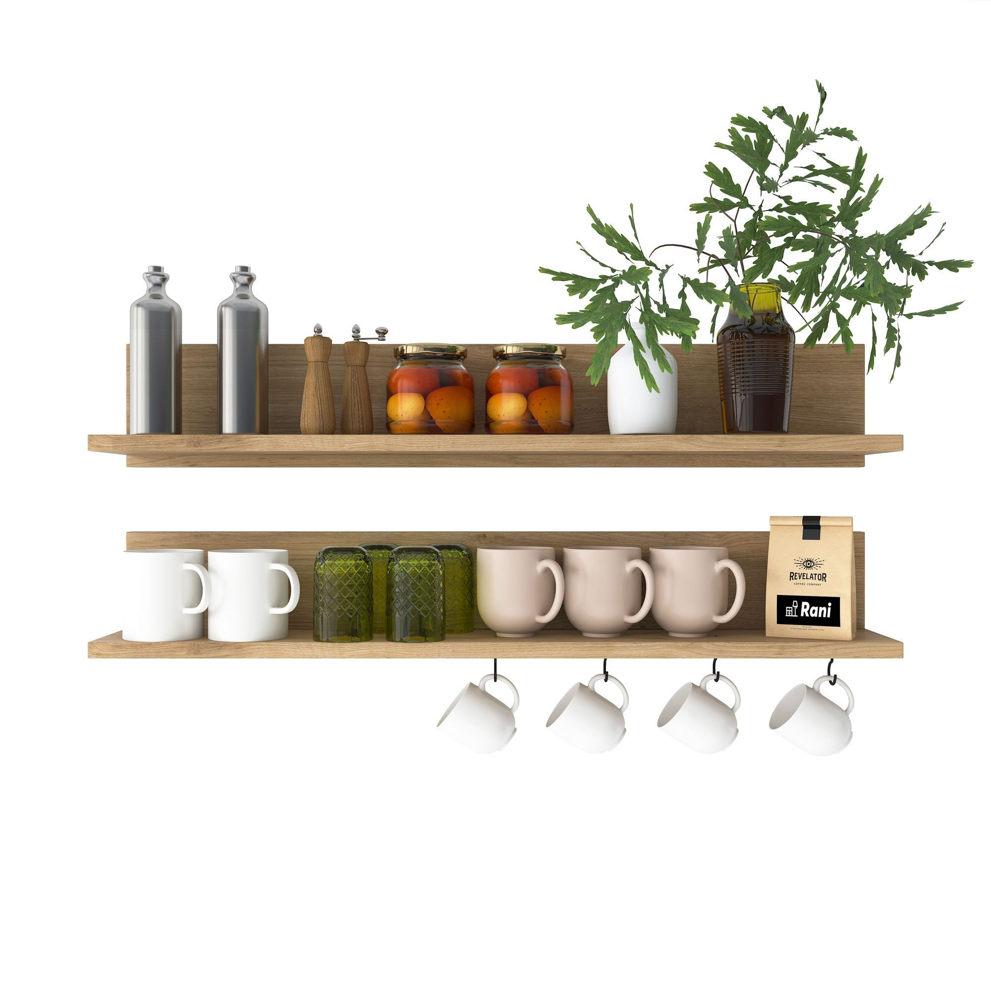 Raft de perete AE106, 90 x 15 x 14,8 cm, nuc, PAL, design modern — imaginea 3