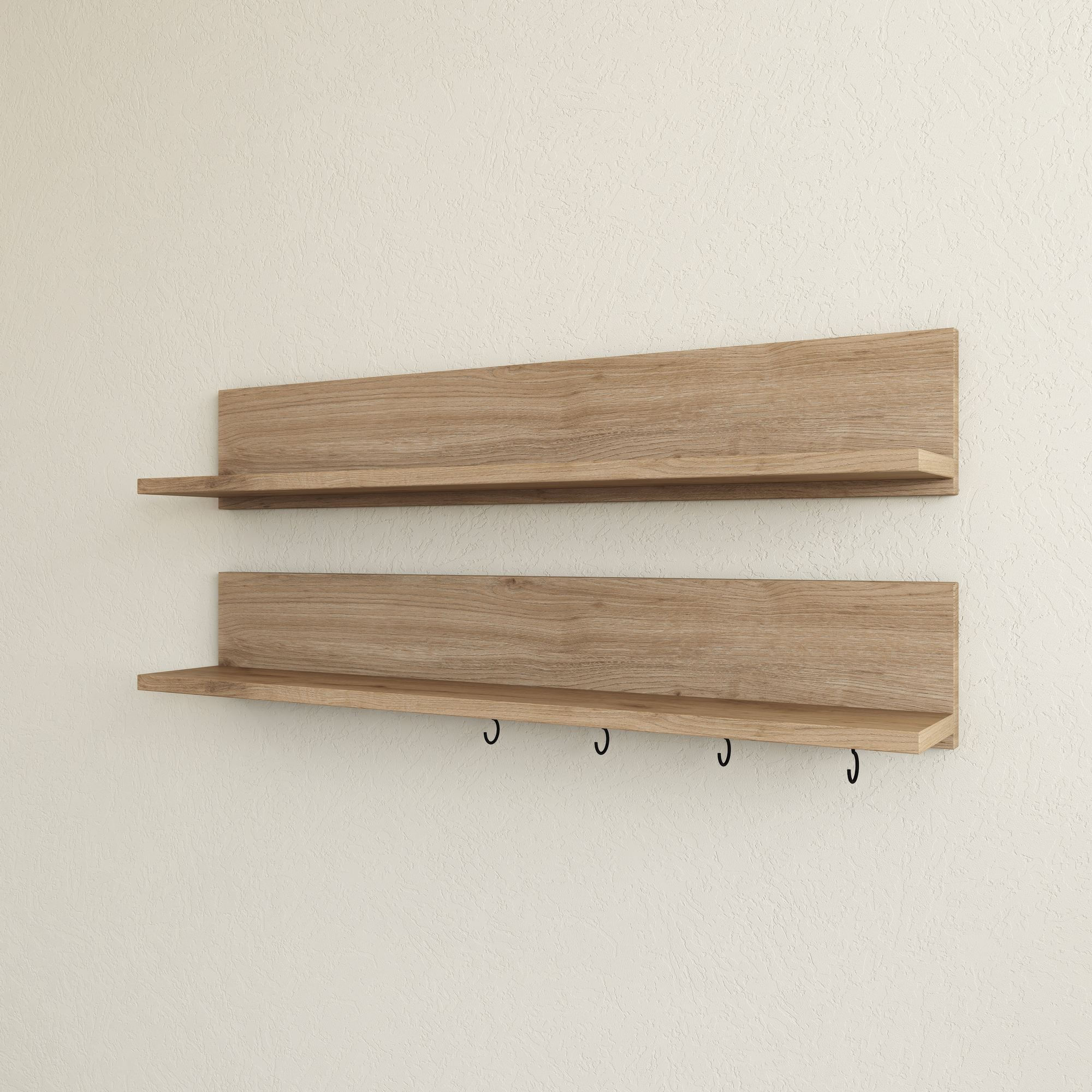 Raft de perete AE106, 90 x 15 x 14,8 cm, nuc, PAL, design modern — imaginea 6