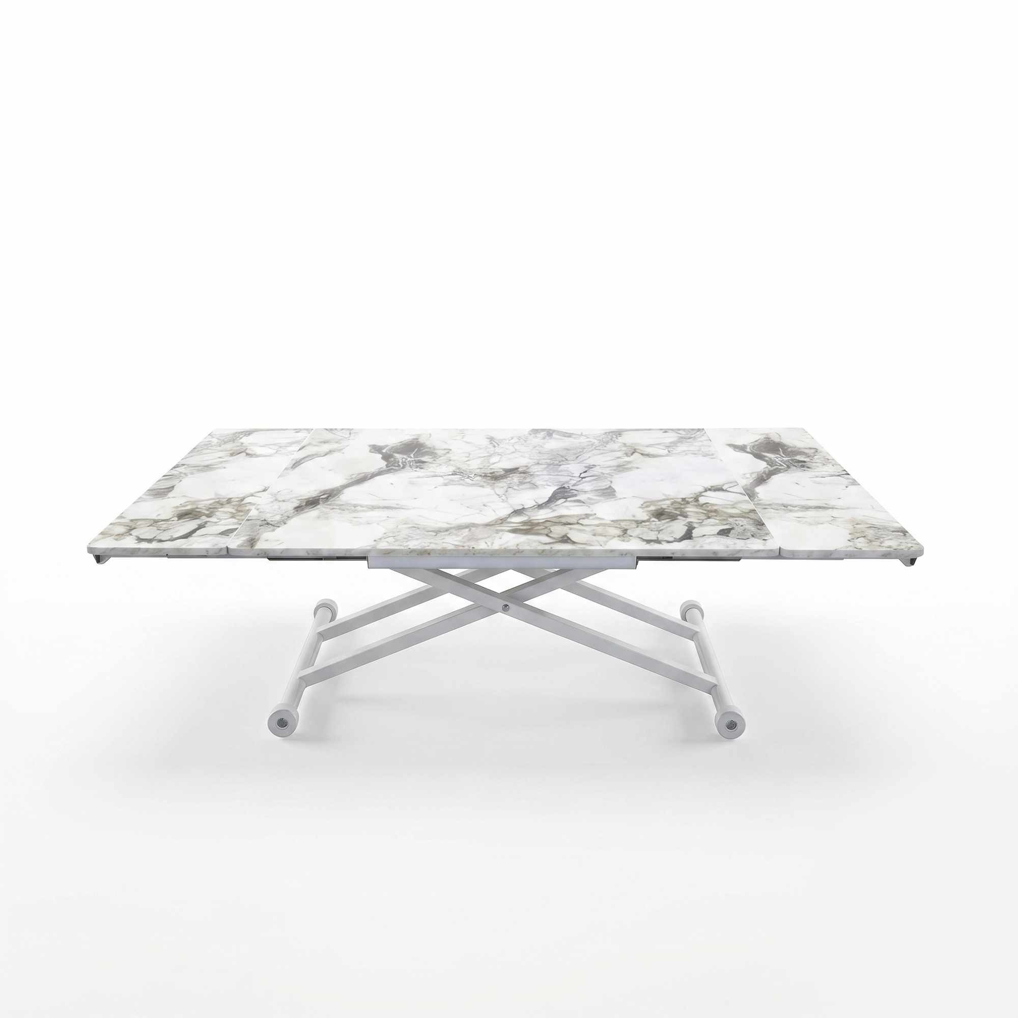 Masa dining Yan, alb marmura alb, MDF, capacitate 125 kg, alb marble / alb — imaginea 3