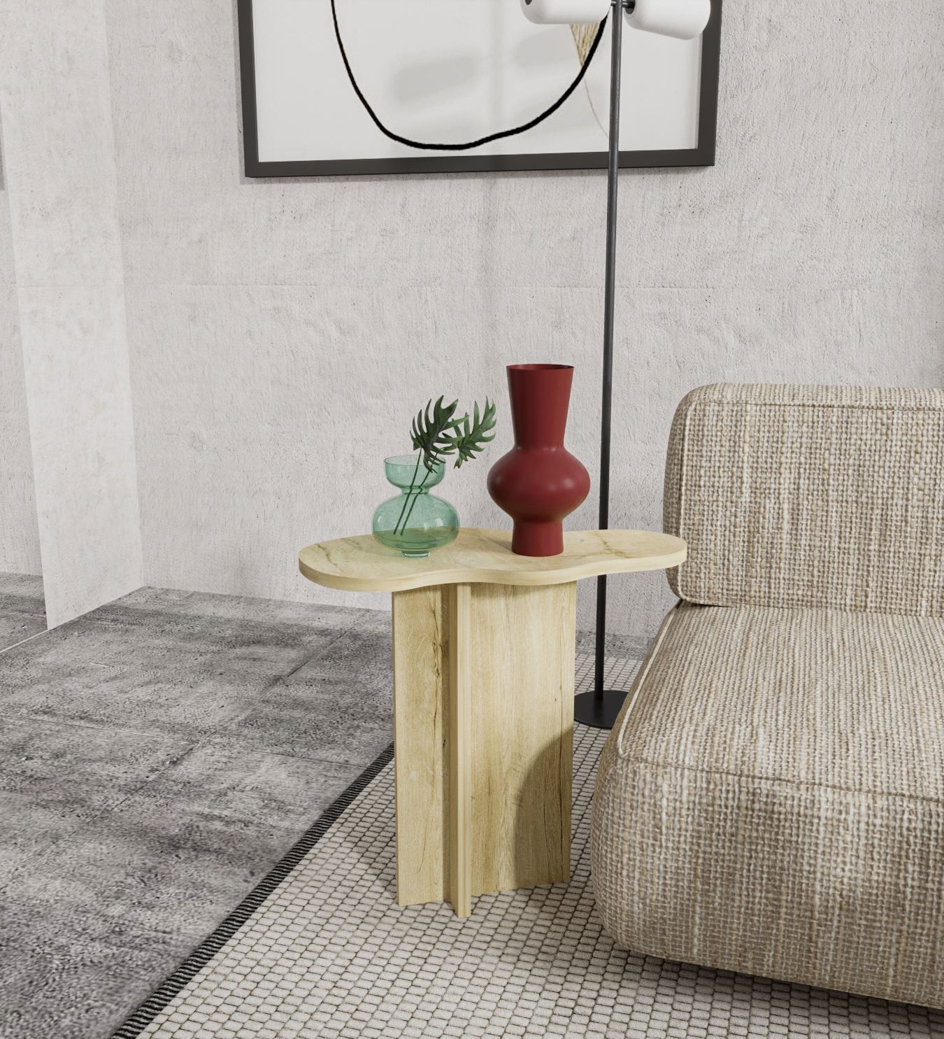 Masuta laterala Messina, 54 x 51,8 x 22,8 cm, stejar safir, PAL melaminat — imaginea 4