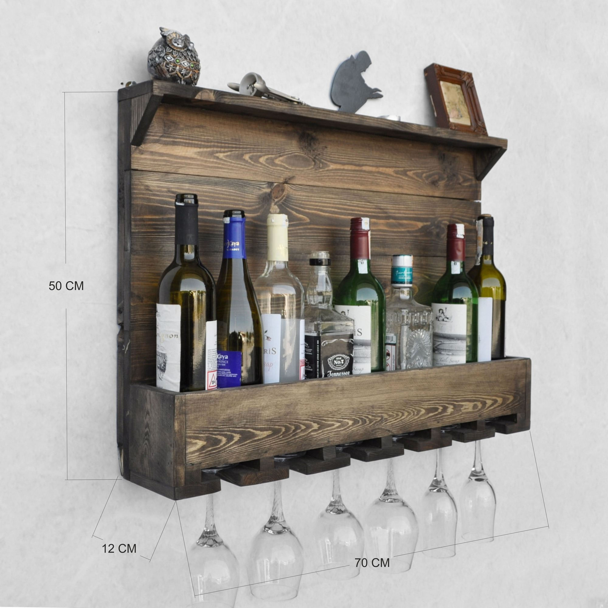 Raft decorativ de perete din lemn Raf339, 70 x 50 x 12 cm, lemn natur, lemn, design modern — imaginea 3