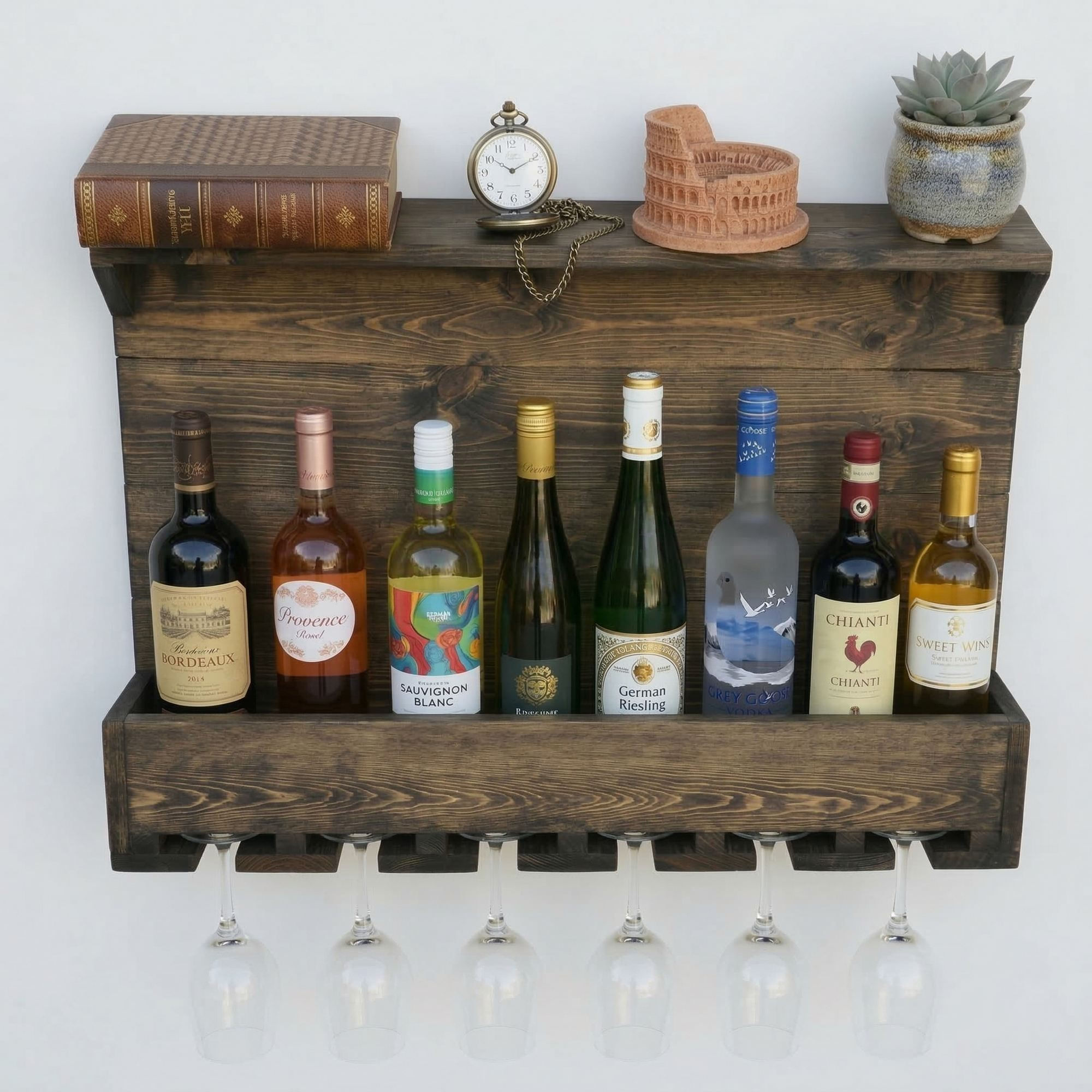 Raft decorativ de perete din lemn Raf339, 70 x 50 x 12 cm, lemn natur, lemn, design modern — imaginea 4