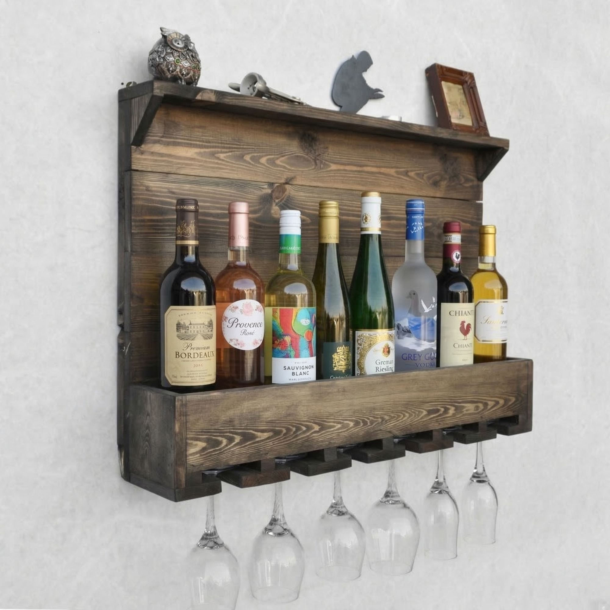 Raft decorativ de perete din lemn Raf339, 70 x 50 x 12 cm, lemn natur, lemn, design modern — imaginea 6