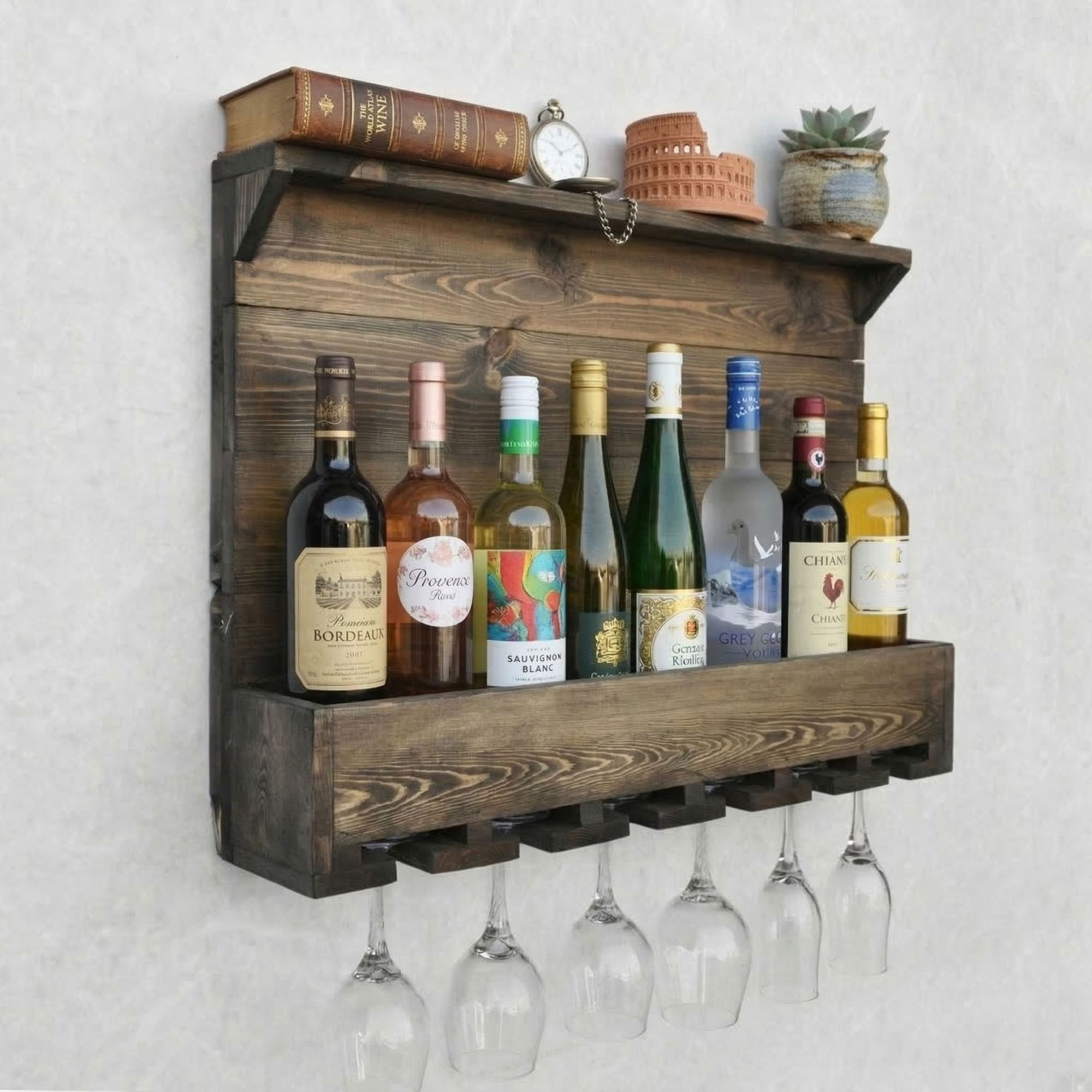 Raft decorativ de perete din lemn Raf339, 70 x 50 x 12 cm, lemn natur, lemn, design modern — imaginea 7