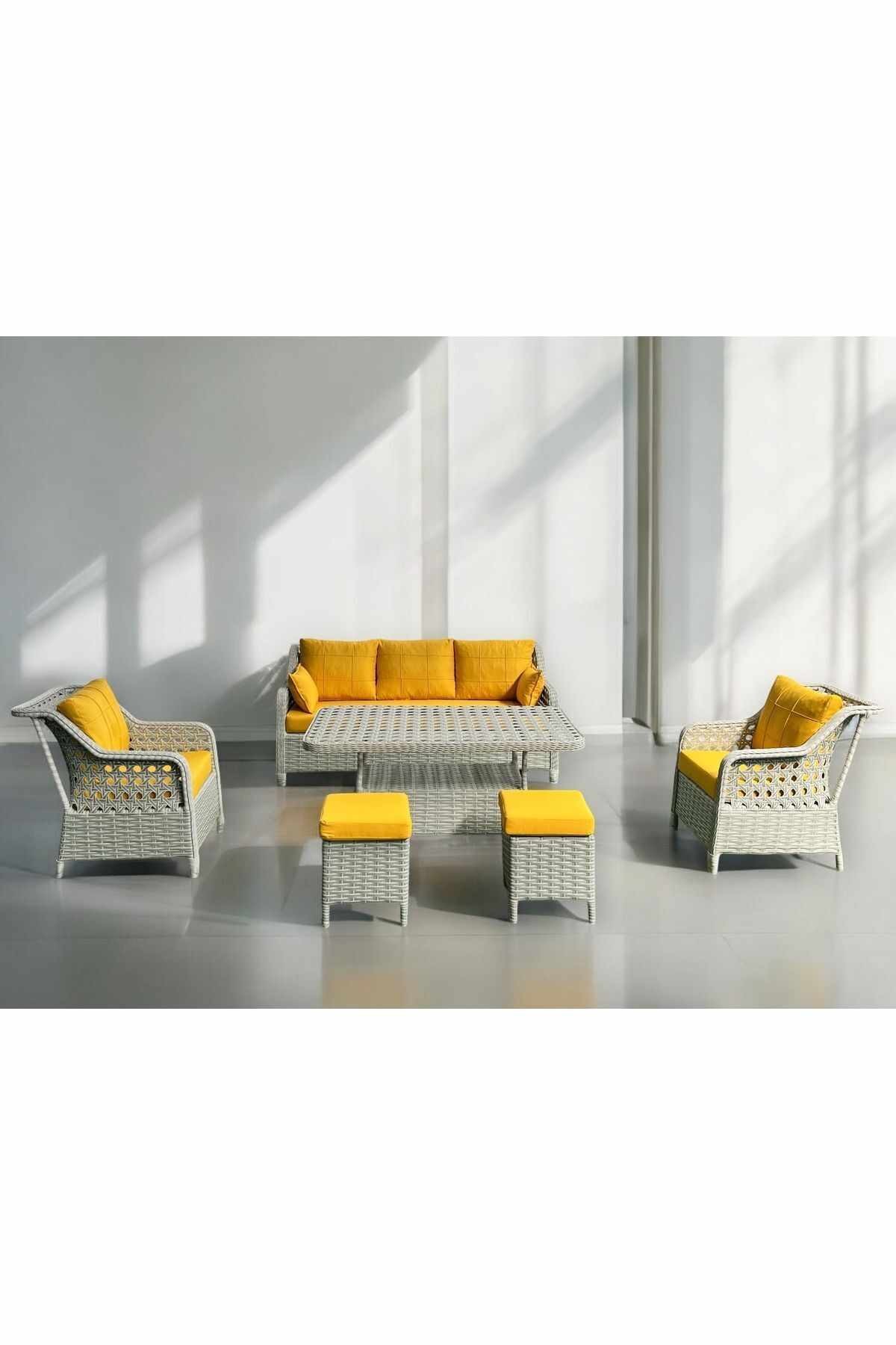 Set lounge gradina Rondi - Yellow, 175 x 78 x 60 cm, galben gri, yellow / gri — imaginea 3