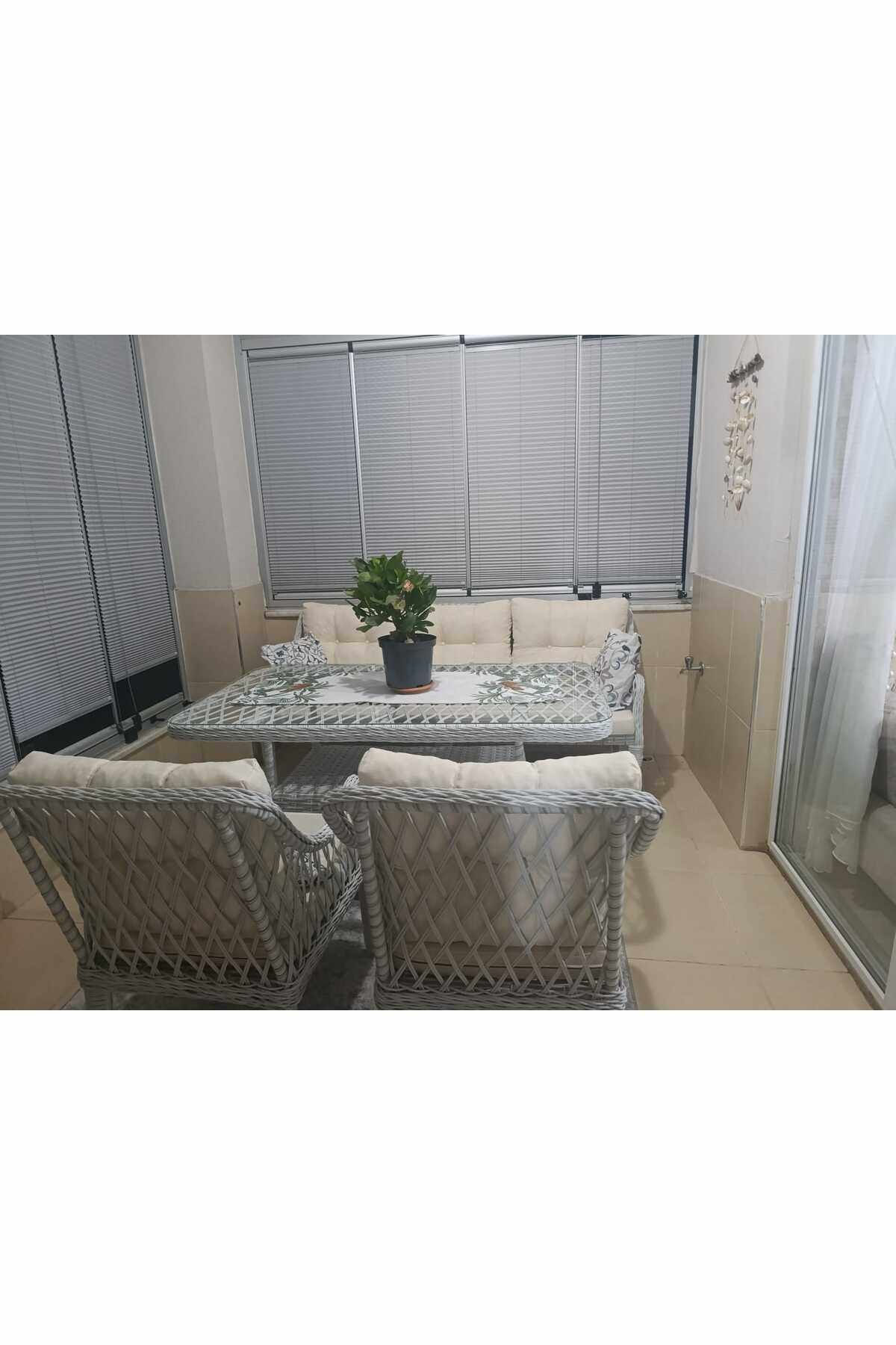 Set lounge gradina Hisar 3+1+1, 170 x 78 x 56 cm, bej — imaginea 2