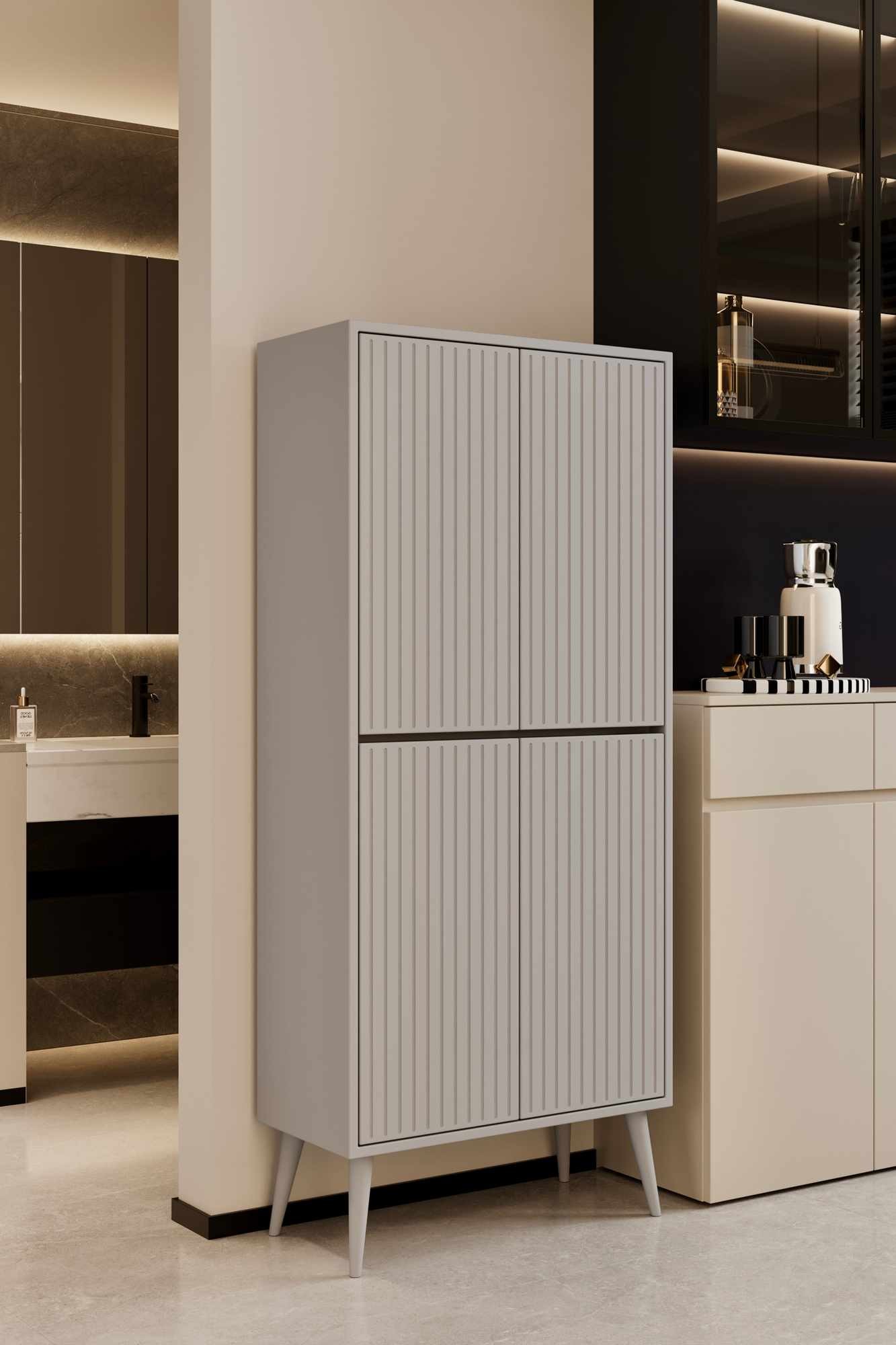 Mobilier bucatarie Capella, 69 x 158 x 32 cm, gri deschis, MDF, capacitate 30 kg, light gri — imaginea 3