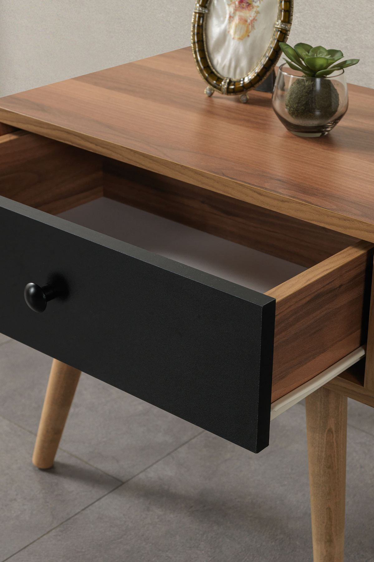 Noptiera Vita 5106, 55 x 49 x 55 cm, nuc negru, PAL melaminat — imaginea 2