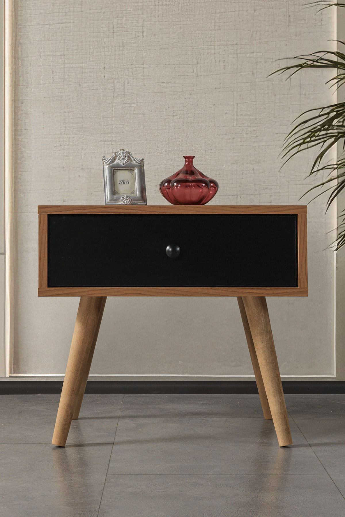 Noptiera Vita 5106, 55 x 49 x 55 cm, nuc negru, PAL melaminat — imaginea 3