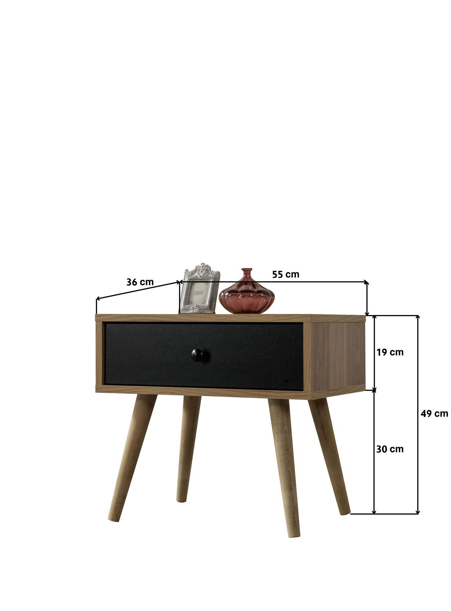 Noptiera Vita 5106, 55 x 49 x 55 cm, nuc negru, PAL melaminat — imaginea 6