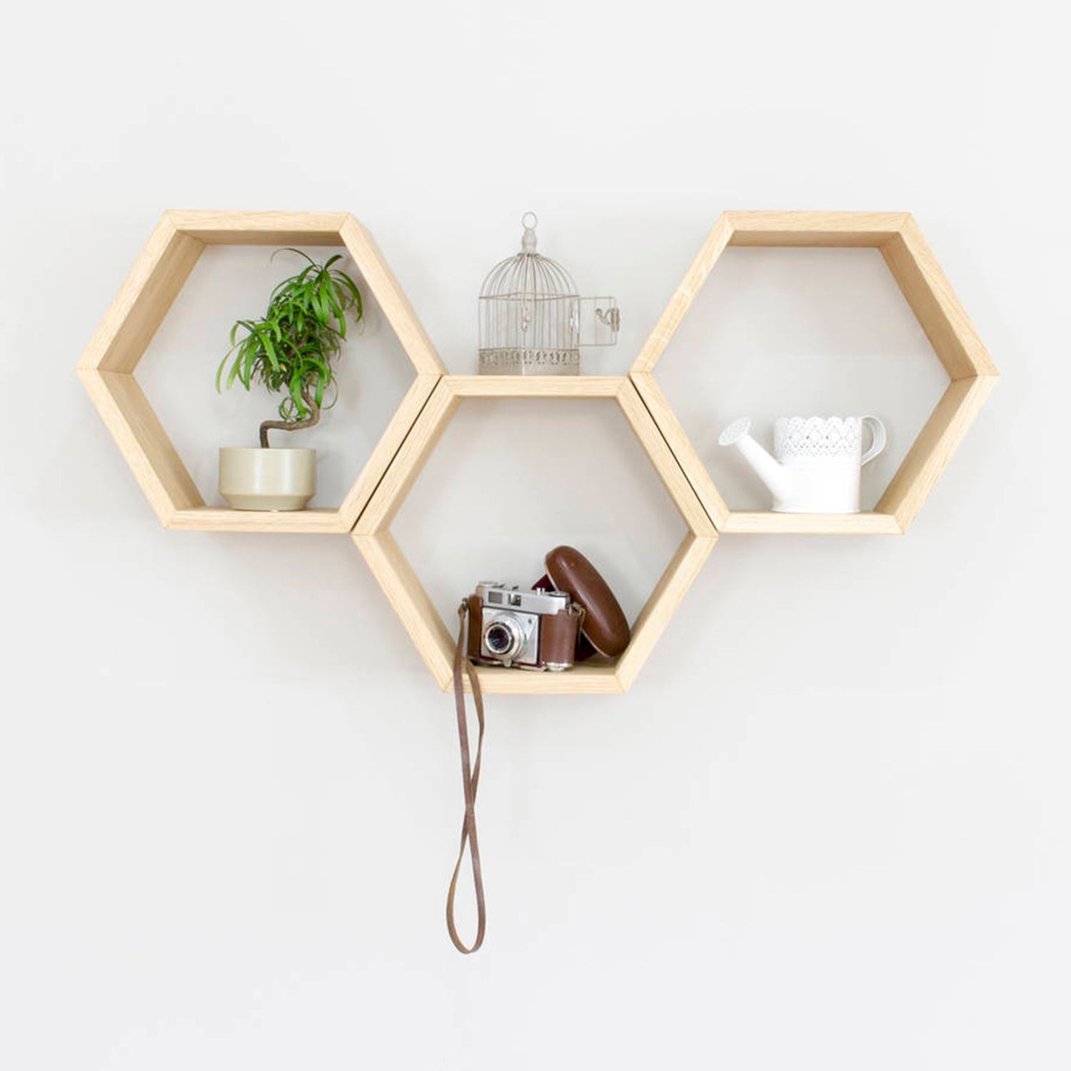 Raft decorativ de perete din lemn Raf334, 31 x 27 x 9 cm, lemn natur, lemn, design modern — imaginea 2