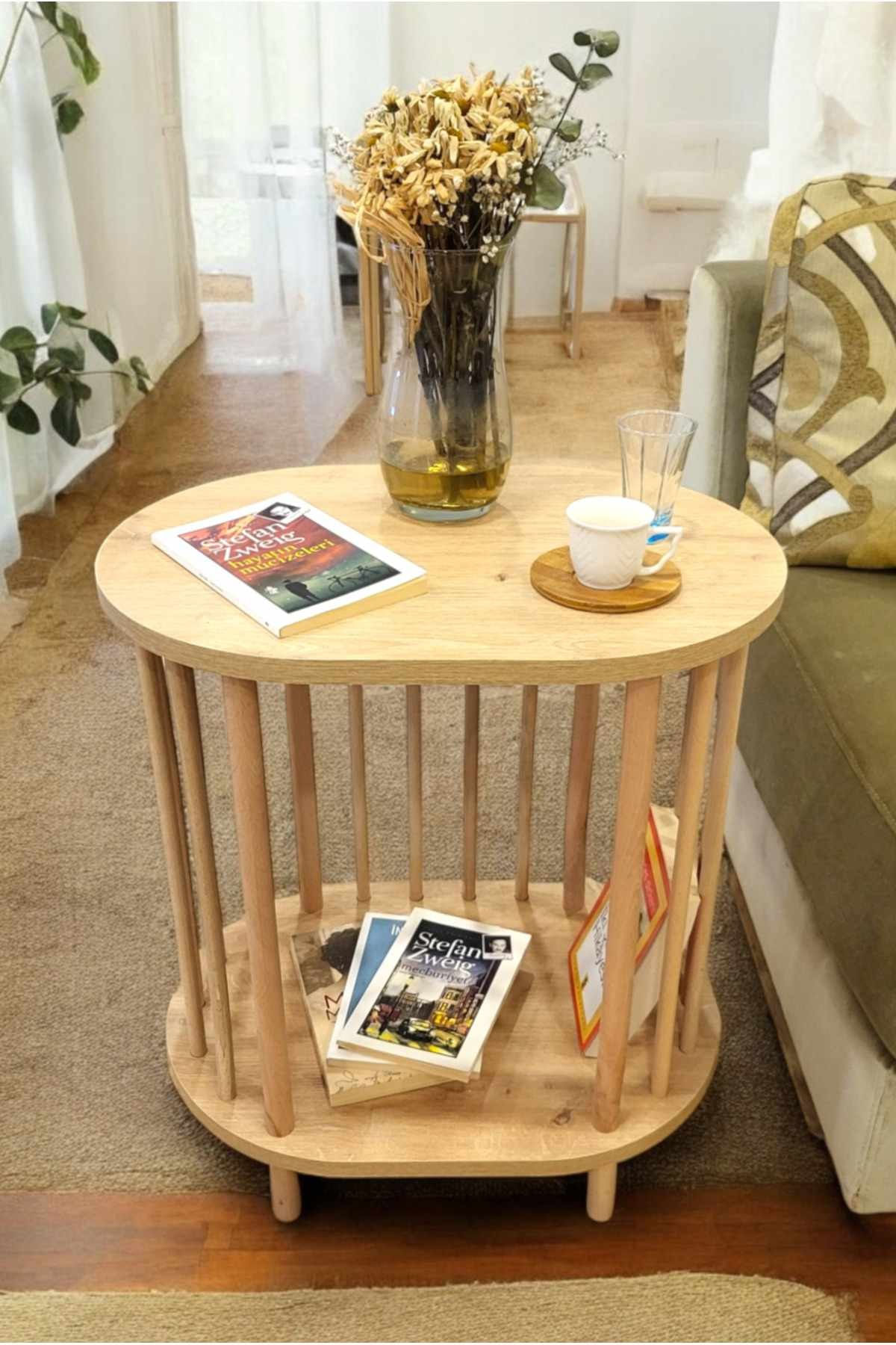 Masuta laterala Pk0082, 51 x 65 x 36 cm, stejar safir, PAL melaminat — imaginea 2