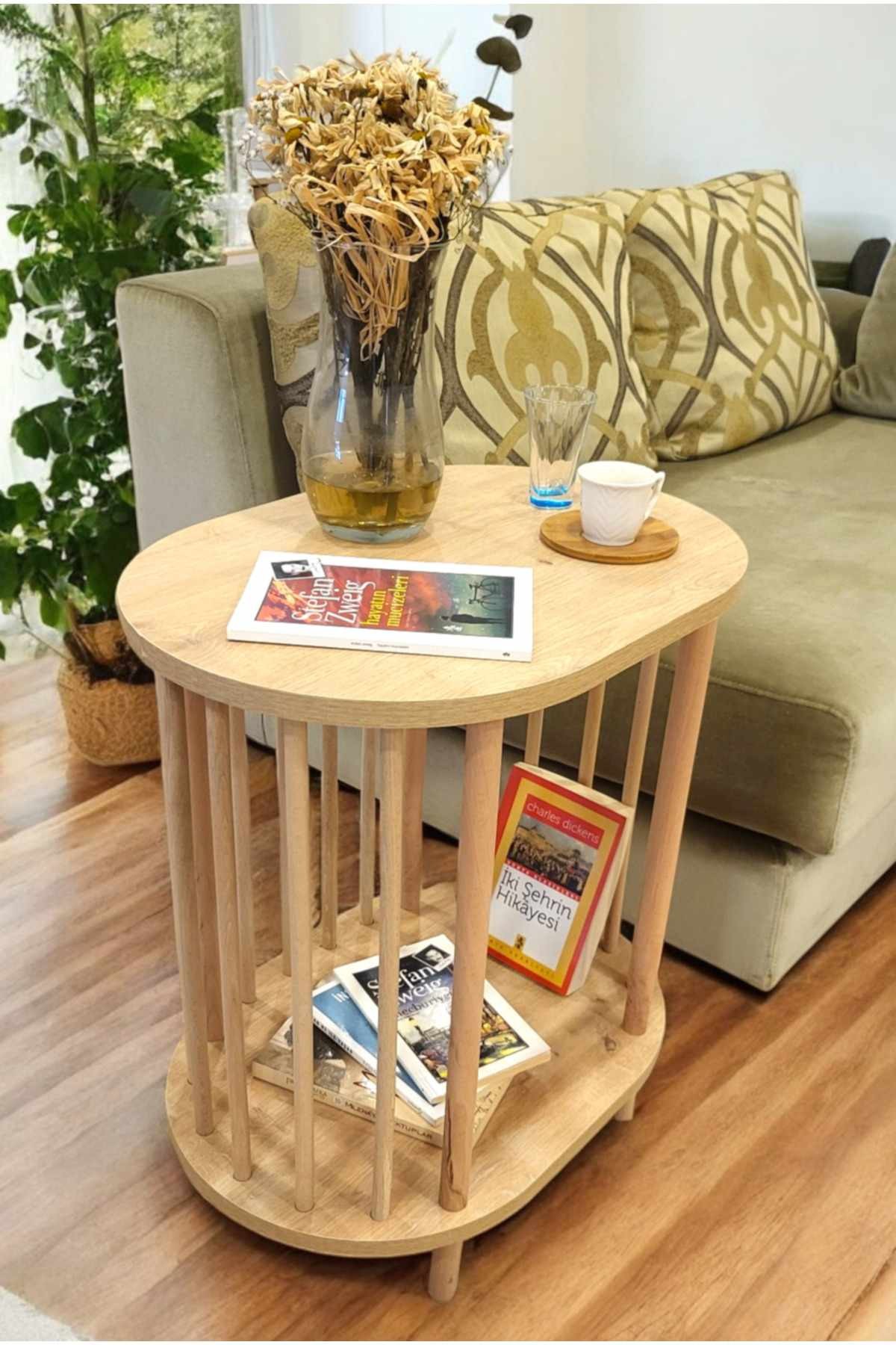 Masuta laterala Pk0082, 51 x 65 x 36 cm, stejar safir, PAL melaminat — imaginea 5