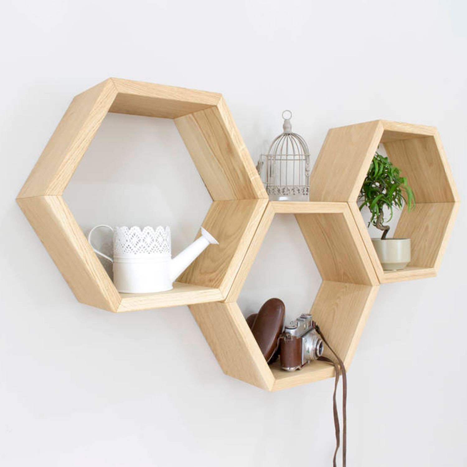 Raft decorativ de perete din lemn Raf334, 31 x 27 x 9 cm, lemn natur, lemn, design modern — imaginea 5