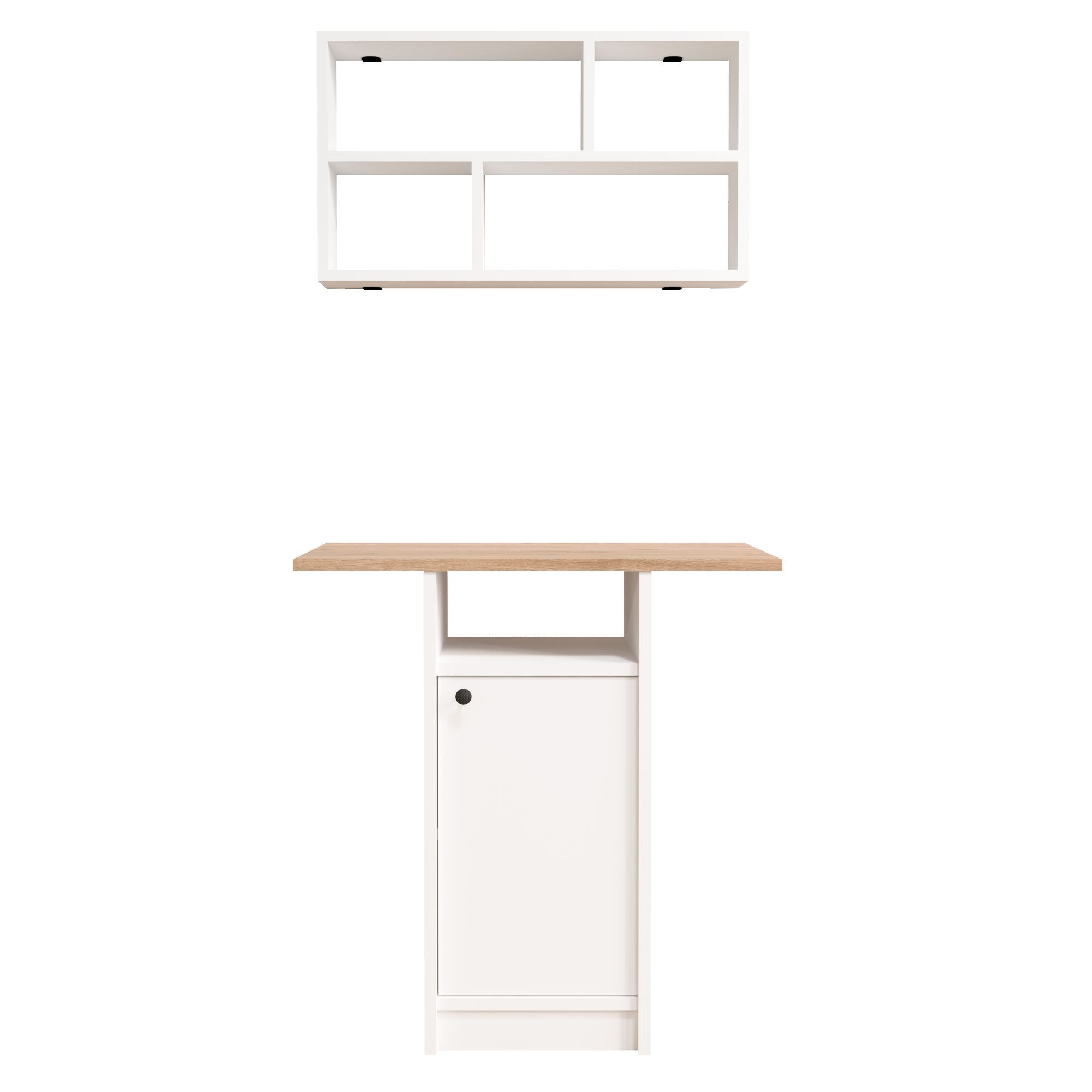 Set masa dining cu raft de perete, 2 piese Nord - ND17-SW, 72 x 73,8 x 44,5 cm, alb si stejar, PAL melaminat, design modern — imaginea 7
