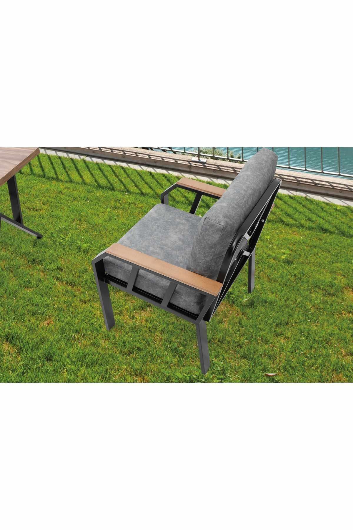 Set lounge gradina Nergiz 2+1+1, Dark gri, 120 x 78 x 58 cm, metal, gri — imaginea 2