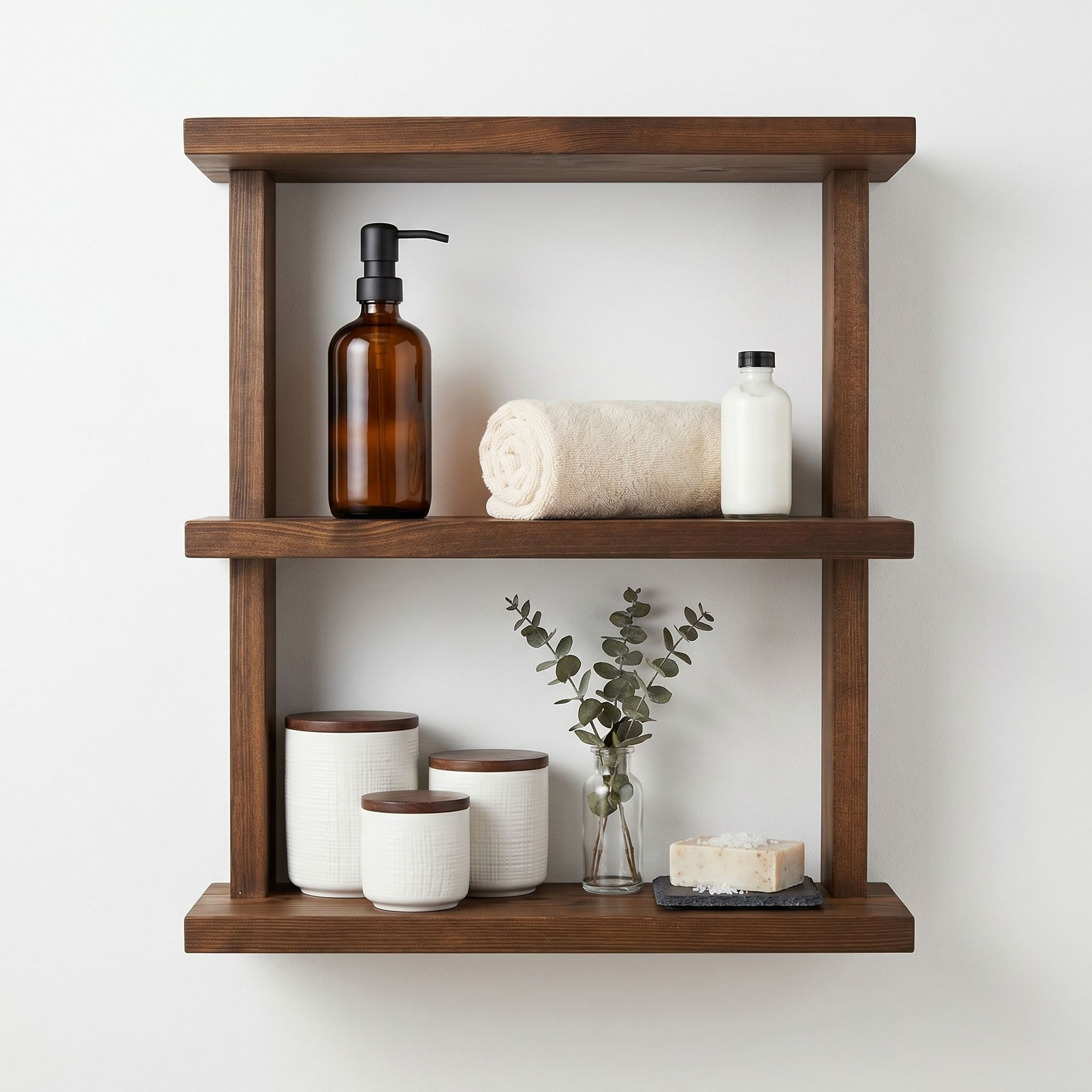 Raft decorativ de perete din lemn Raf365, 50 x 40 x 14 cm, lemn natur, lemn, design modern — imaginea 5