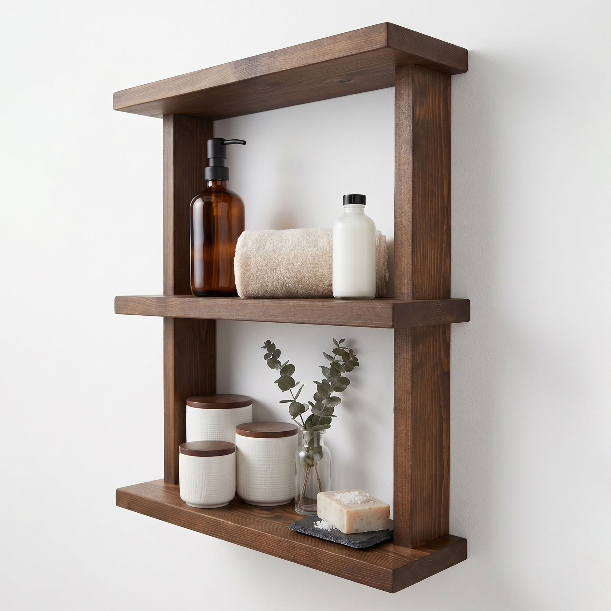 Raft decorativ de perete din lemn Raf365, 50 x 40 x 14 cm, lemn natur, lemn, design modern — imaginea 7