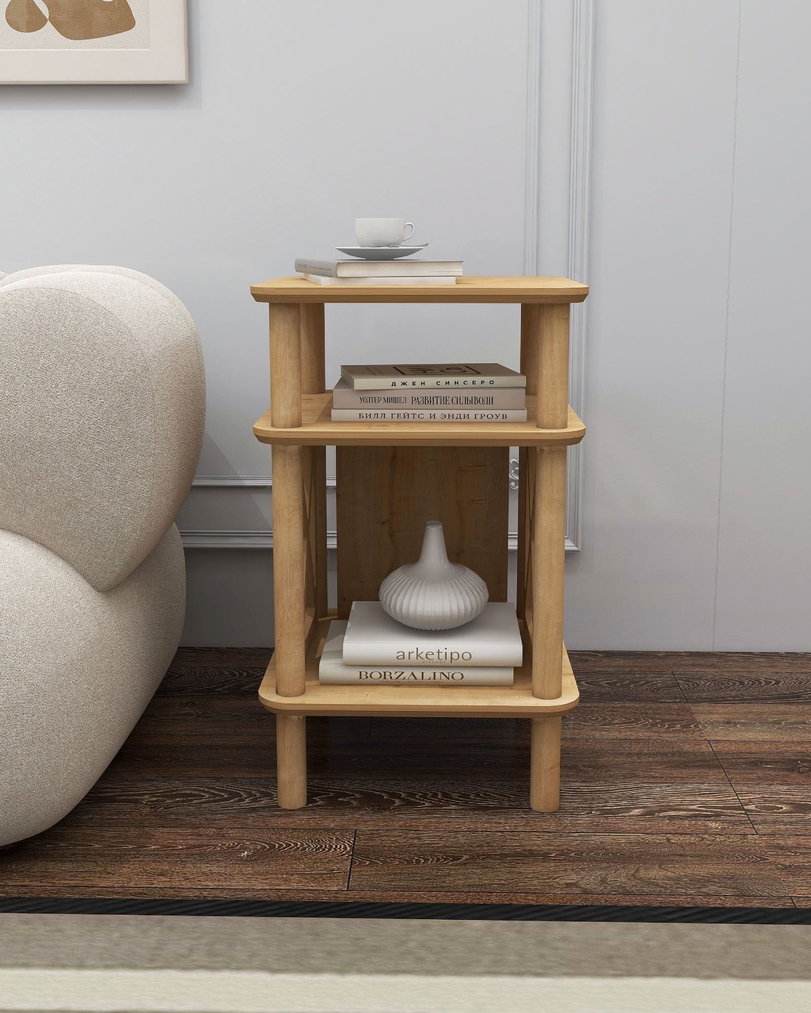 Masuta laterala Castagno, 38 x 64 x 38 cm, stejar, MDF, capacitate 15 kg — imaginea 4