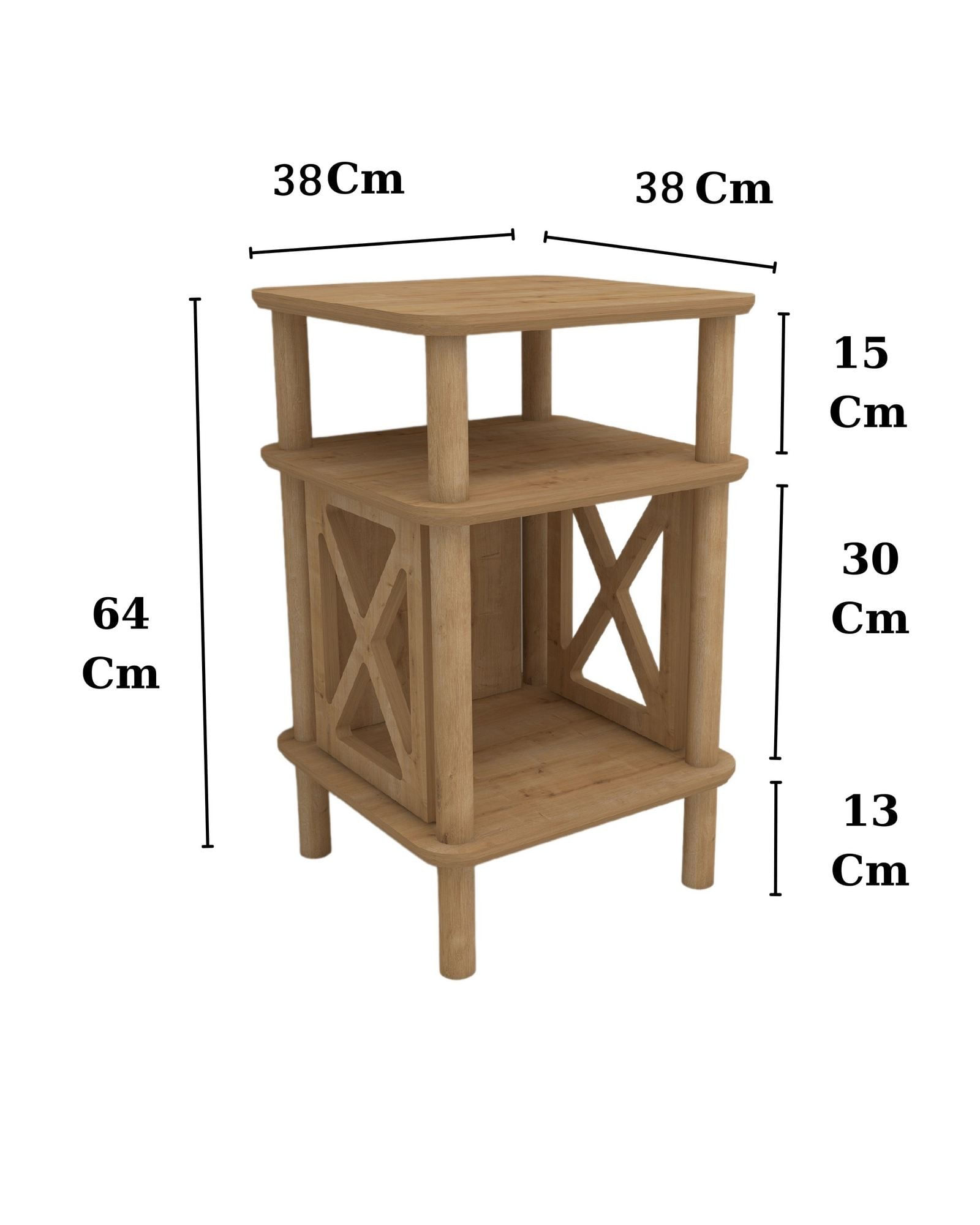Masuta laterala Castagno, 38 x 64 x 38 cm, stejar, MDF, capacitate 15 kg — imaginea 5