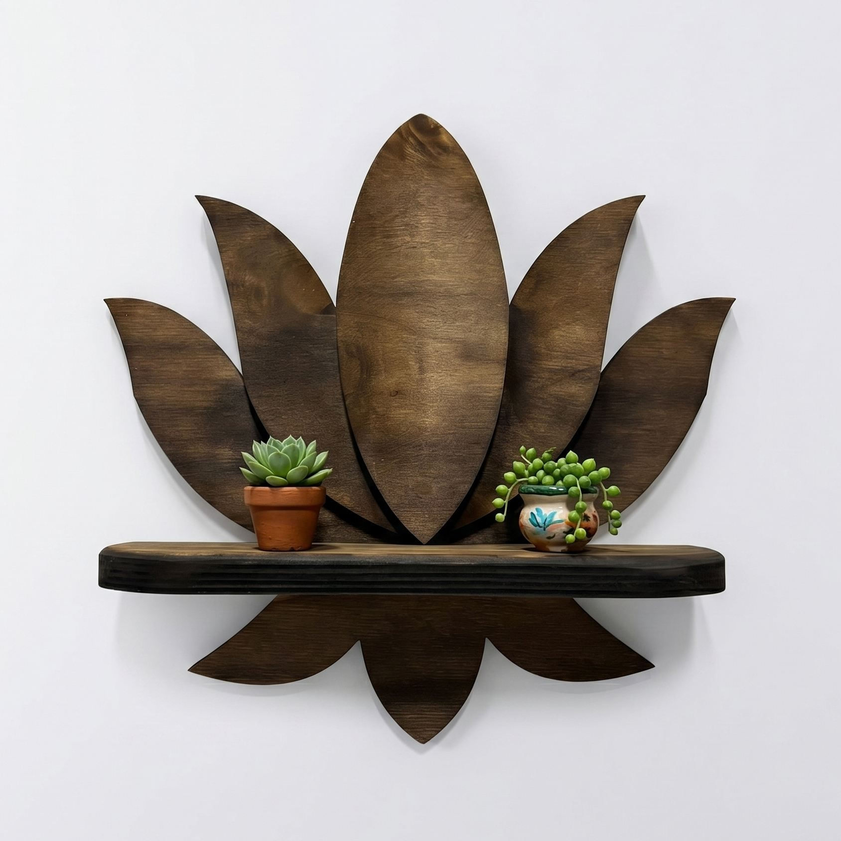 Raft decorativ de perete din lemn R-Raf303, 33 x 30 x 10 cm, lemn natur, lemn, design modern — imaginea 2