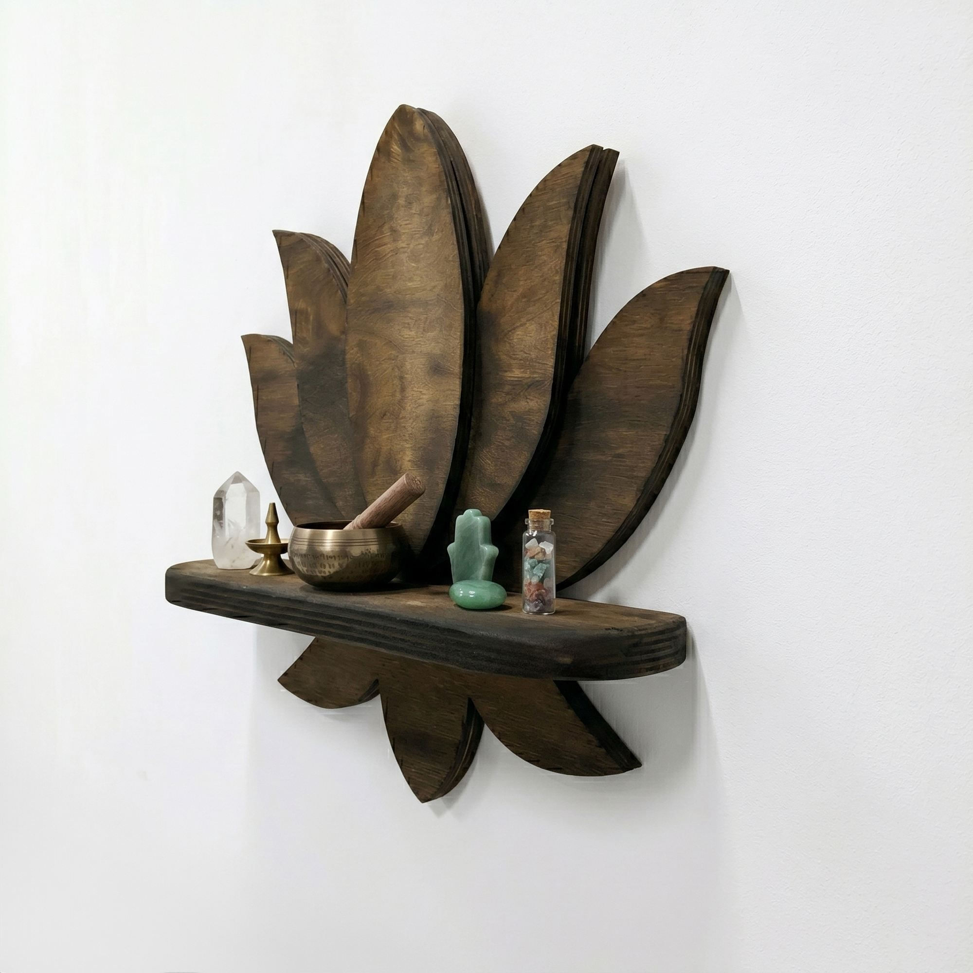 Raft decorativ de perete din lemn R-Raf303, 33 x 30 x 10 cm, lemn natur, lemn, design modern — imaginea 3