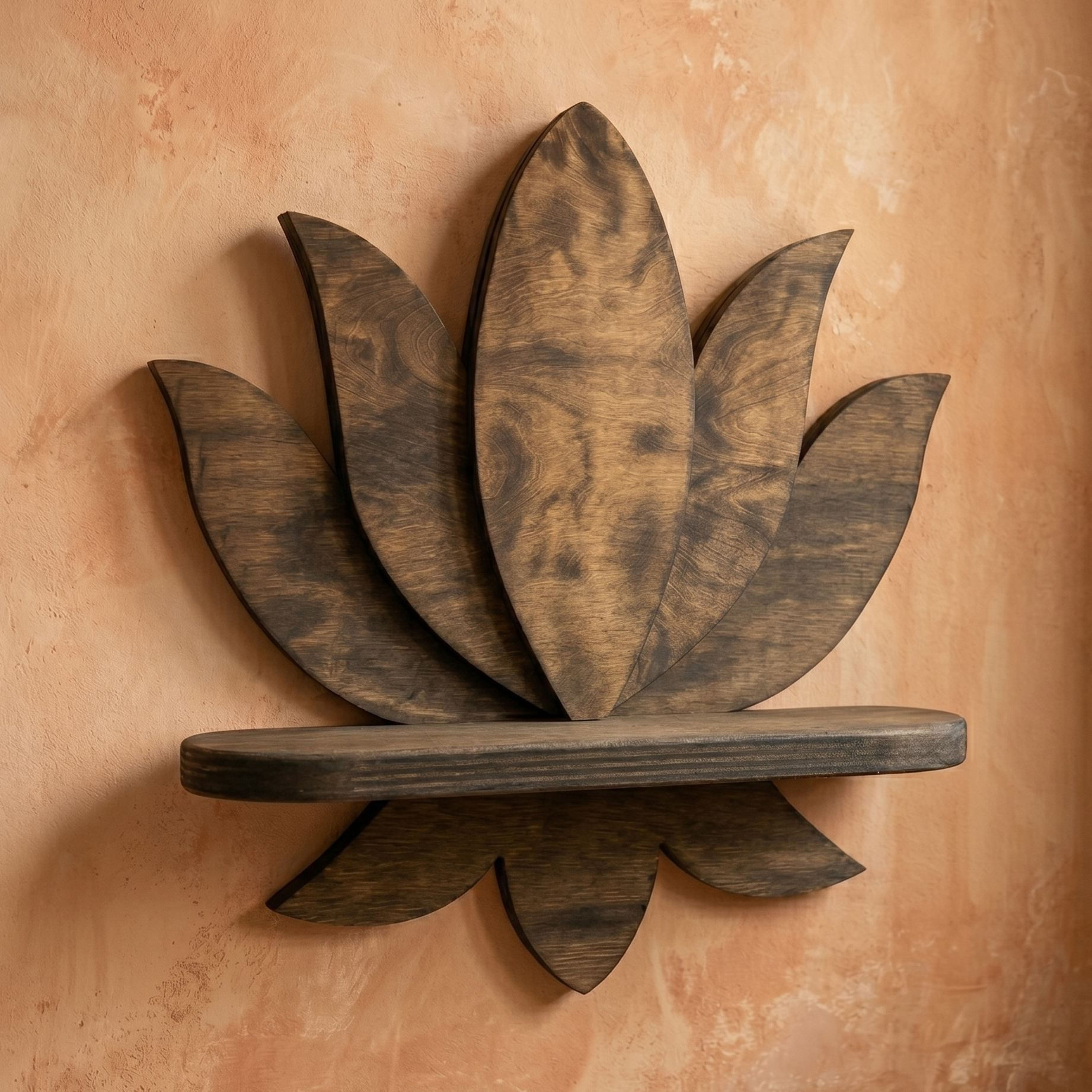 Raft decorativ de perete din lemn R-Raf303, 33 x 30 x 10 cm, lemn natur, lemn, design modern — imaginea 4