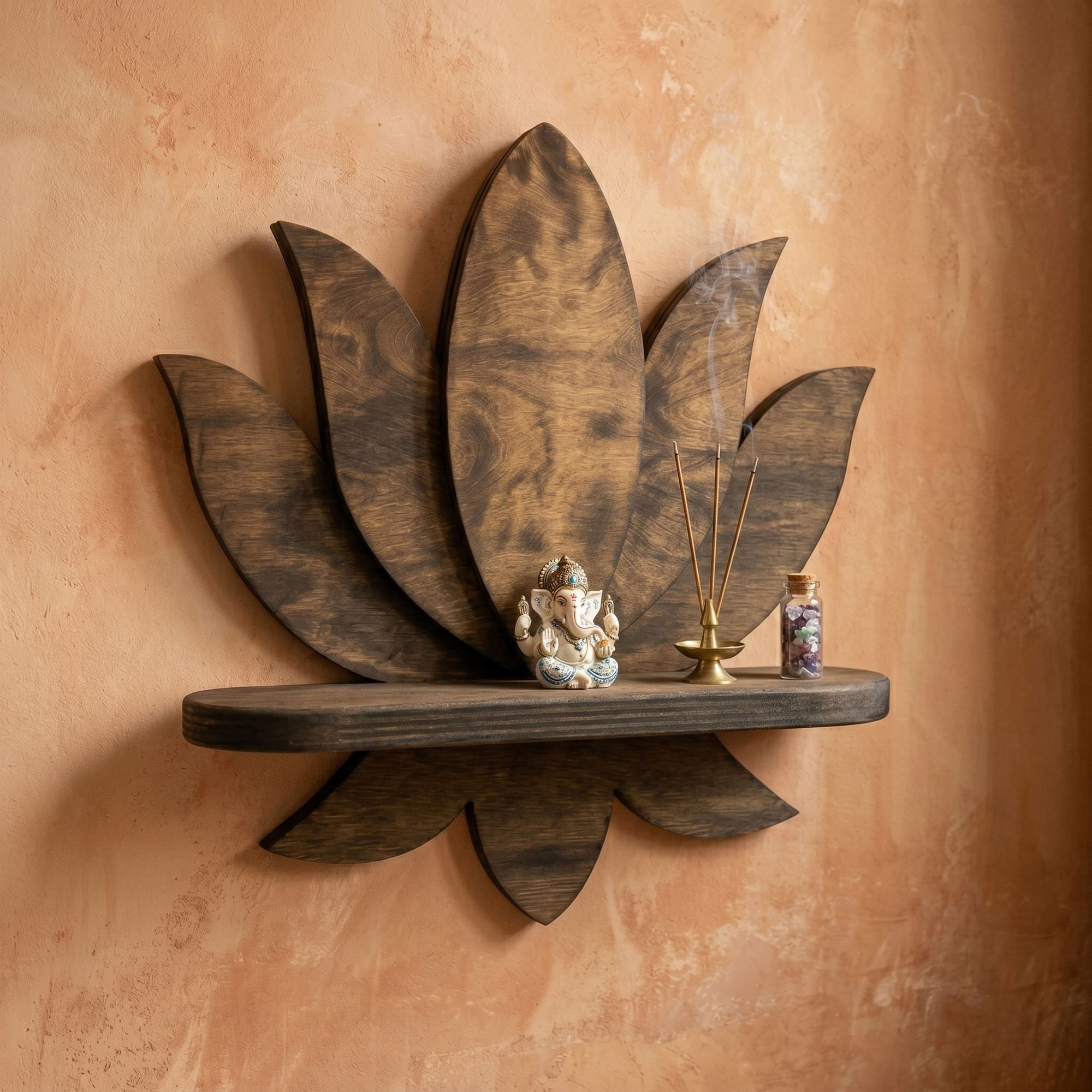 Raft decorativ de perete din lemn R-Raf303, 33 x 30 x 10 cm, lemn natur, lemn, design modern — imaginea 5