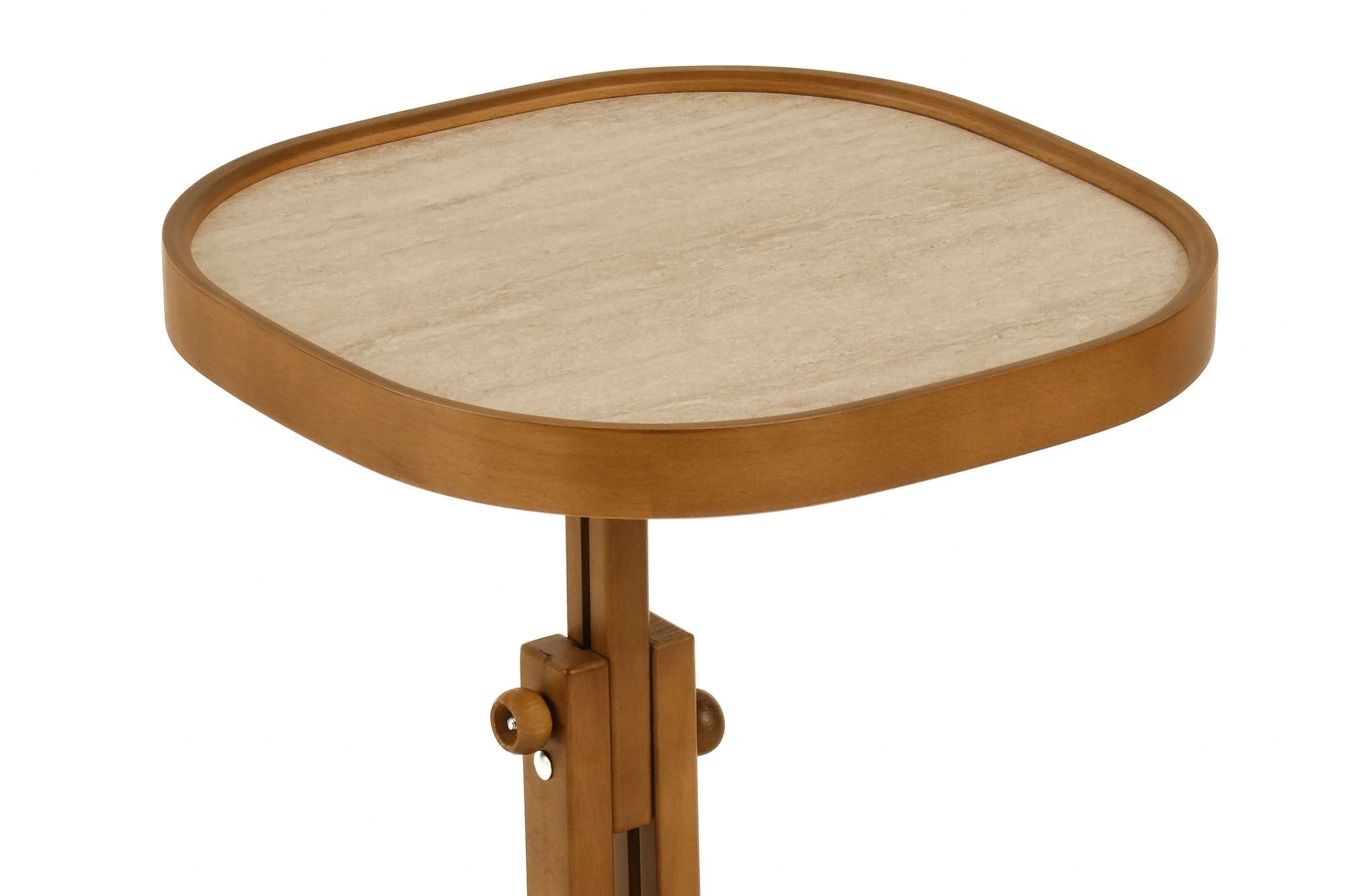 Masuta laterala Opus Kare 42, travertin, MDF, nuc / travertin — imaginea 3