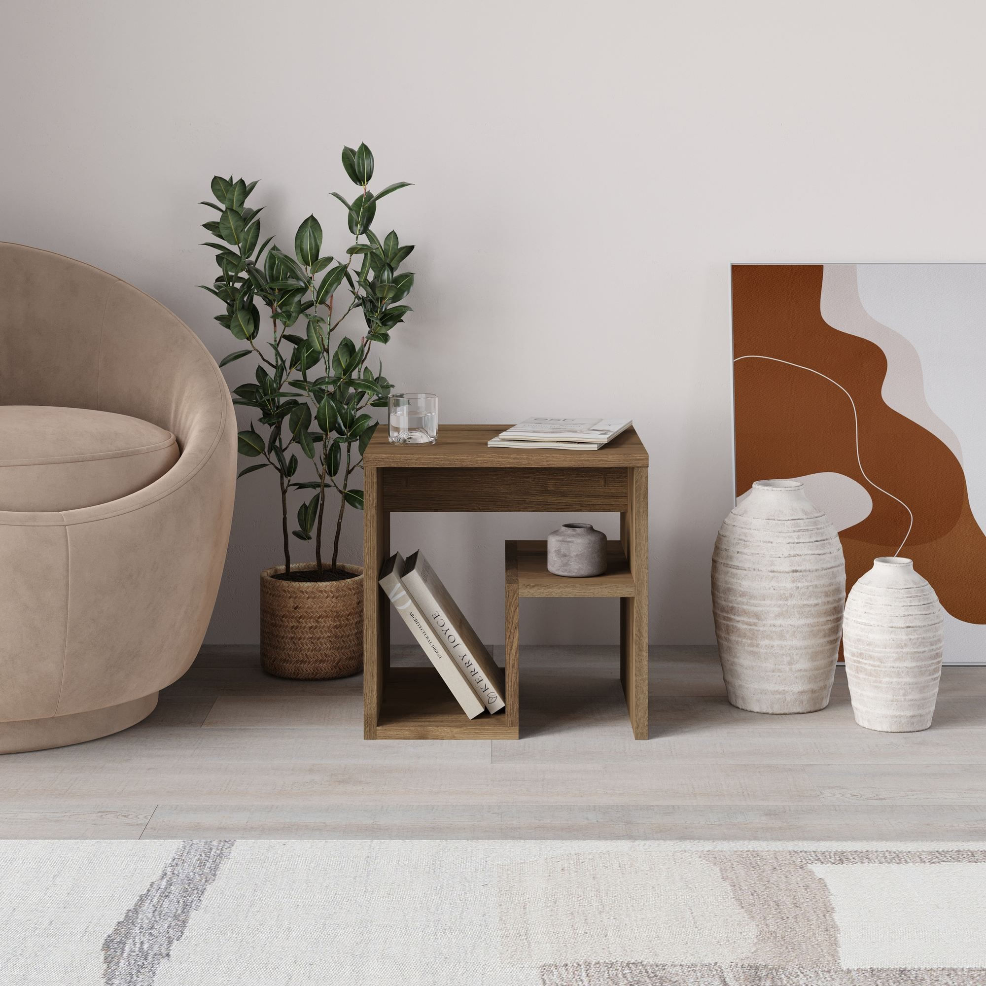 Masuta laterala Bon - Hitit, 40 x 40 x 35 cm, PAL melaminat, capacitate 10 kg, hitit — imaginea 3