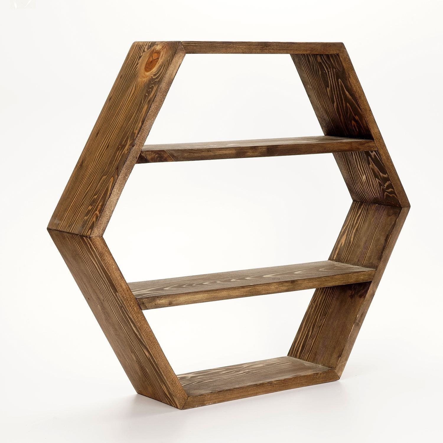 Raft decorativ de perete din lemn Raf327, 60 x 51 x 14 cm, lemn natur, lemn, design modern — imaginea 2