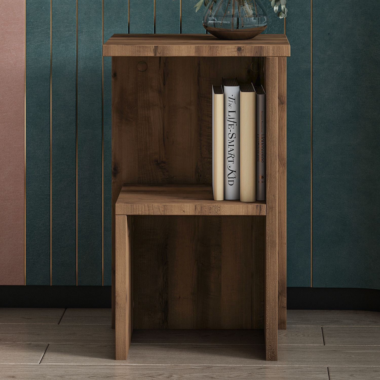 Noptiera Roisin, 29, 6 x 50 x 29, 6 cm, nuc antichizat, PAL melaminat, antique nuc — imaginea 3