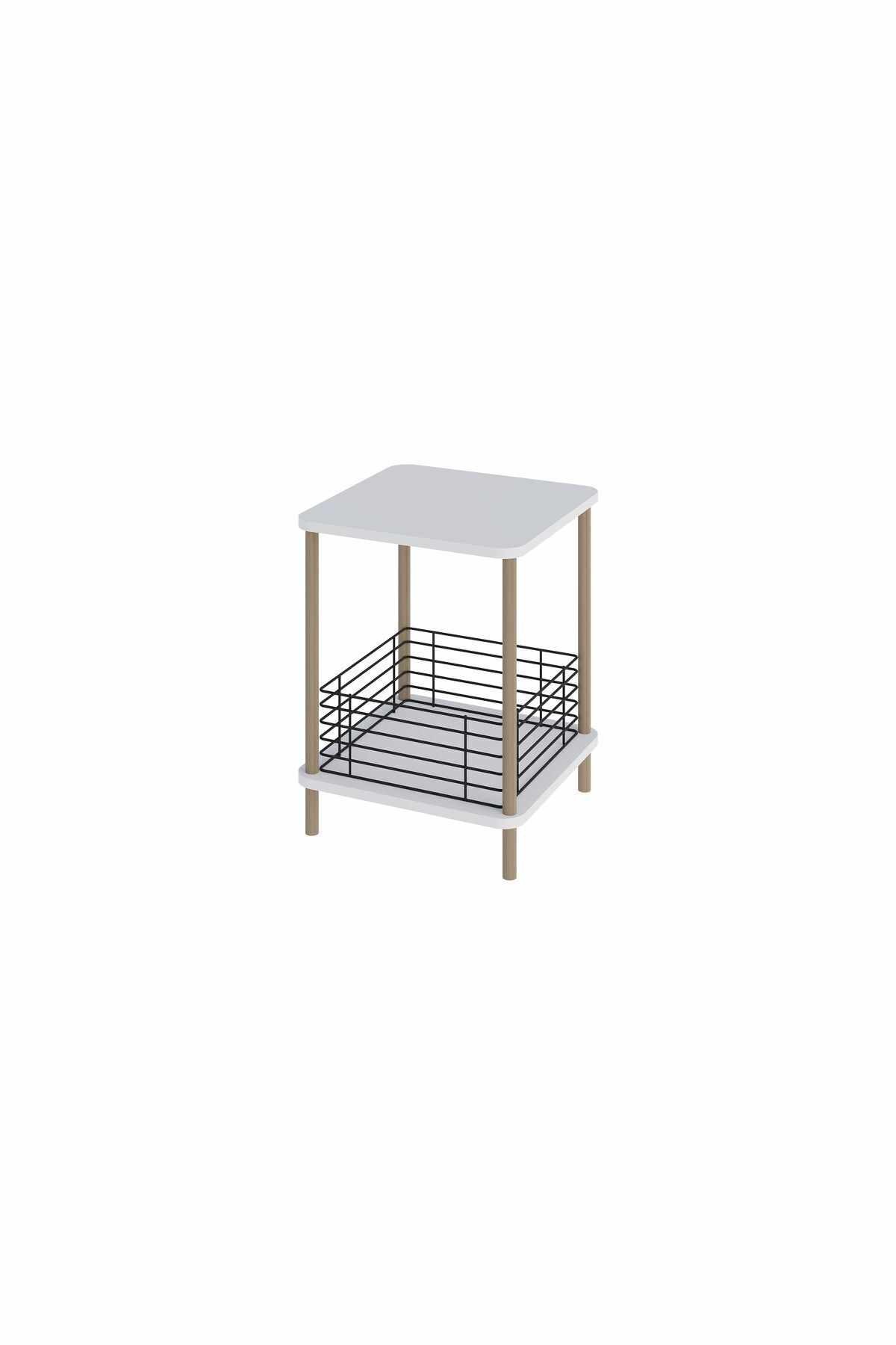 Masuta laterala Pk-0026, 45 x 58 x 38 cm, alb negru, PAL melaminat — imaginea 3