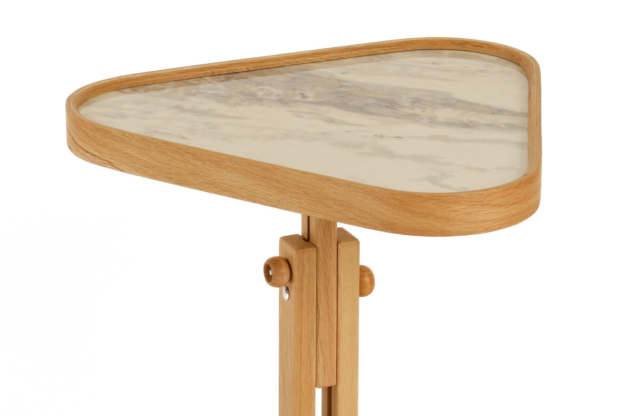 Masuta laterala Opus Ucgen 46, alb marmura, stejar alb marmura, MDF, stejar / alb marble — imaginea 4